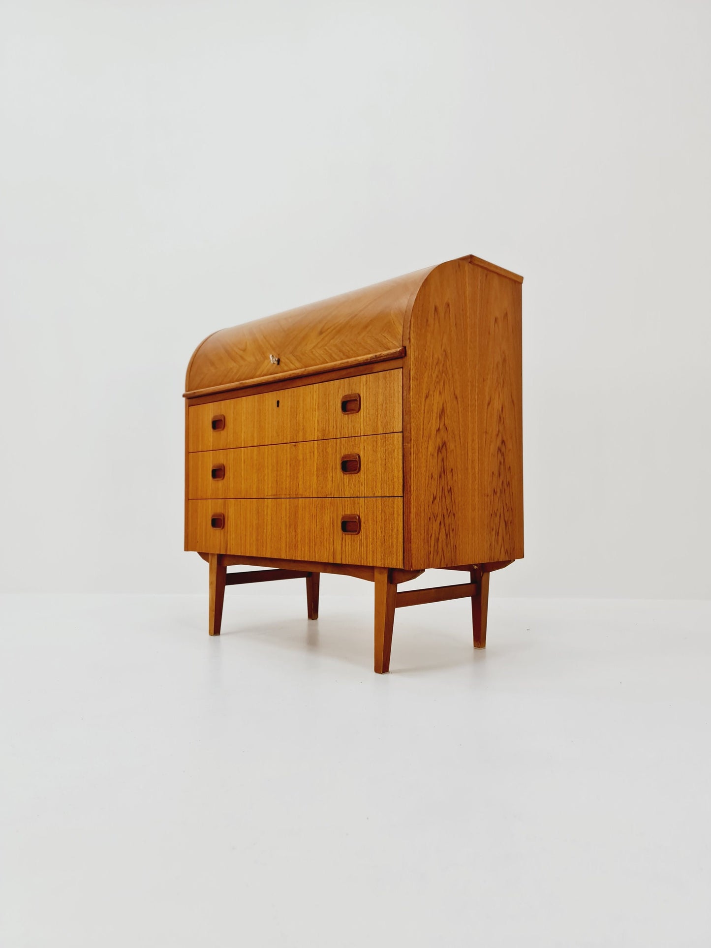 Midcentury vintage Roll-top desk Swedish secretary By Bröderna Gustafsson 1960s