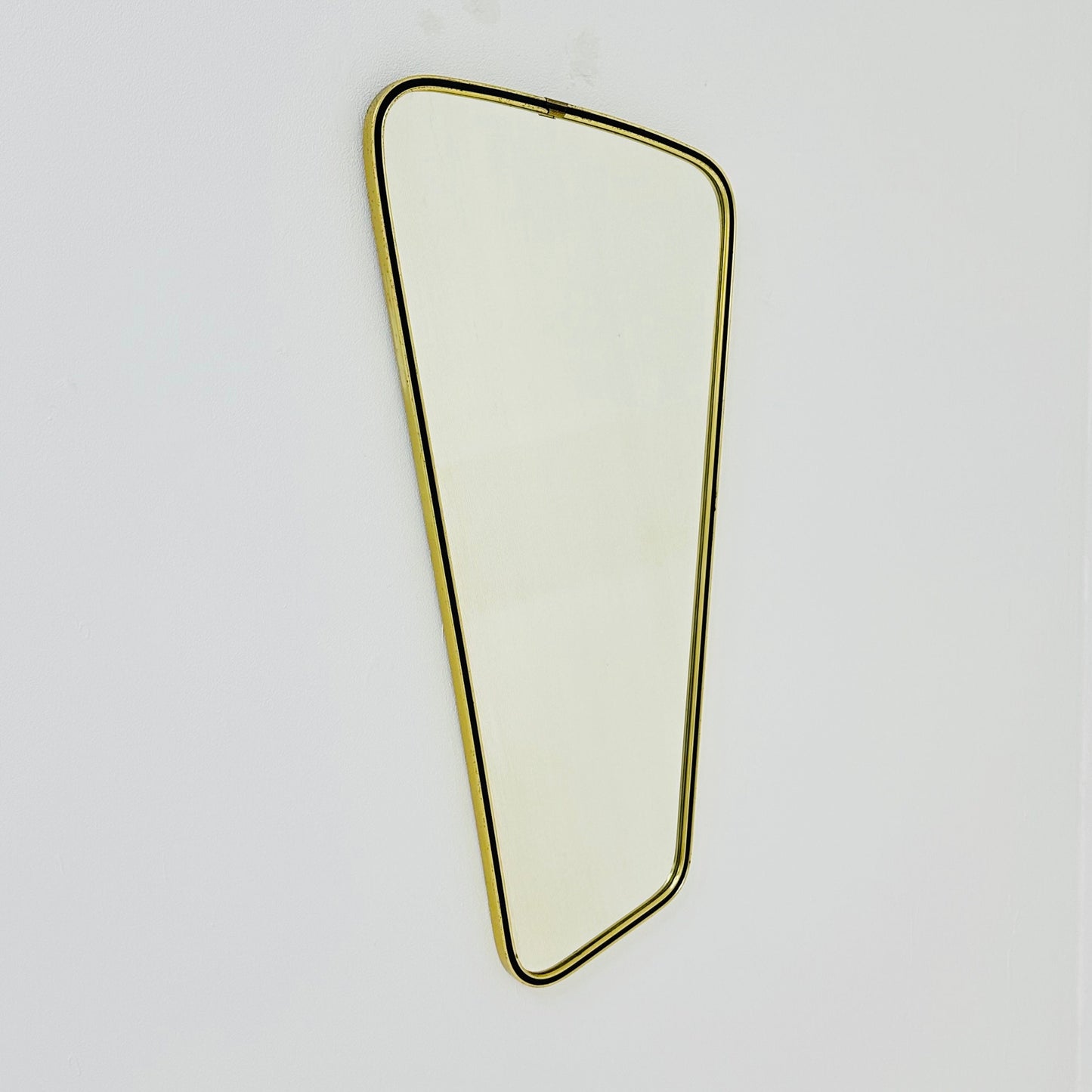 Mid century wall mirror brass framed with black edging 1950s