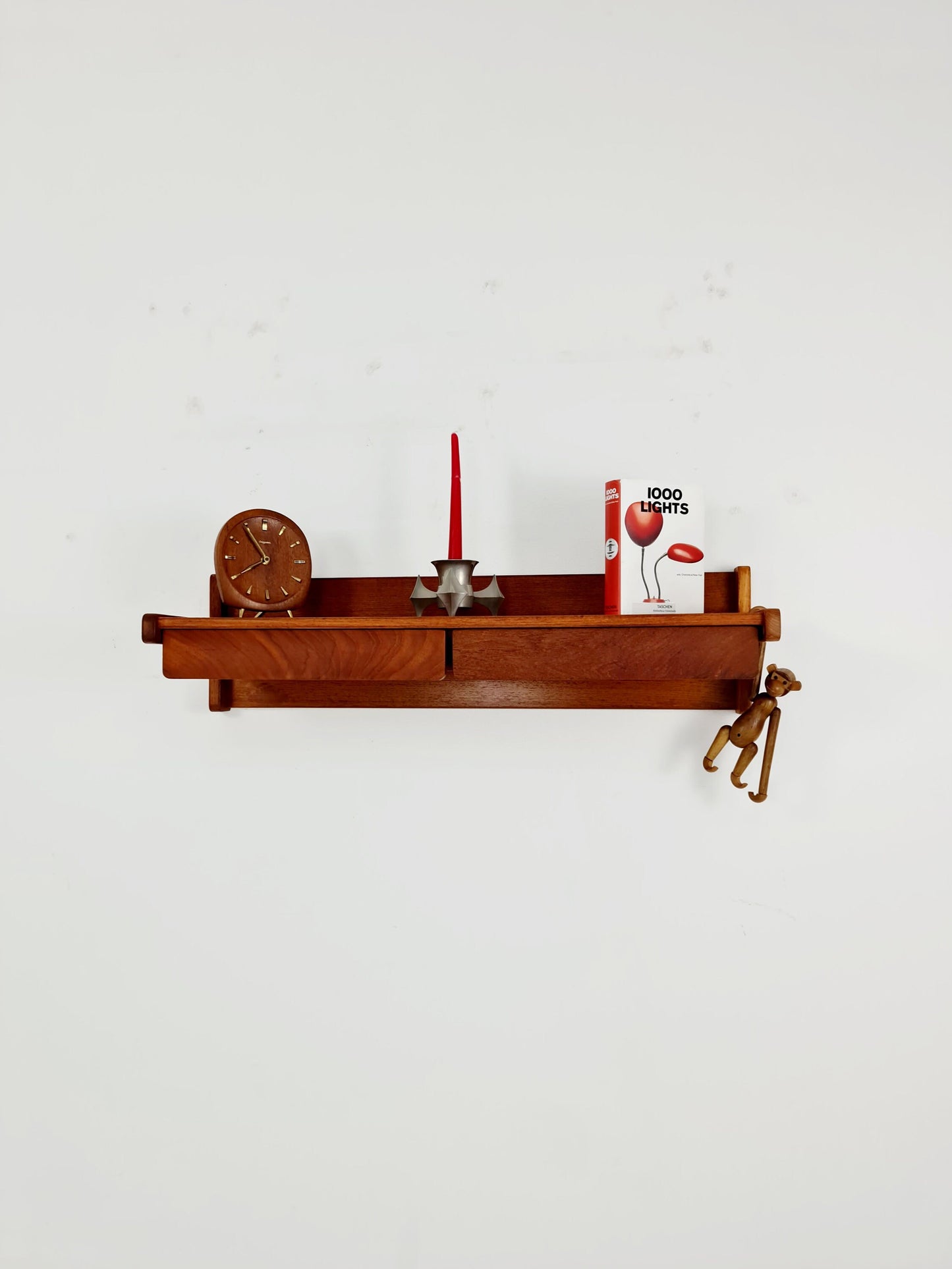 Long Danish solid Teak hanging shelfwith 2 drawers By Aksel kjersgaard , 1960s