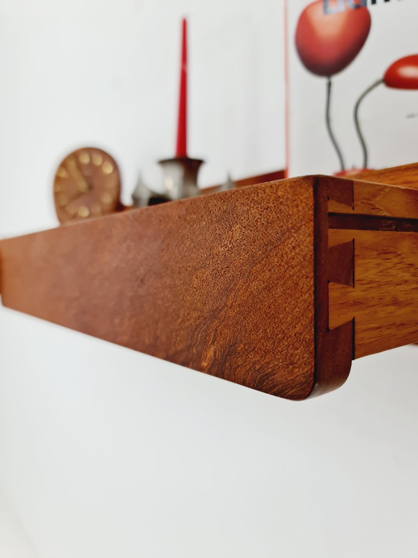 Long Danish solid Teak hanging shelfwith 2 drawers By Aksel kjersgaard , 1960s