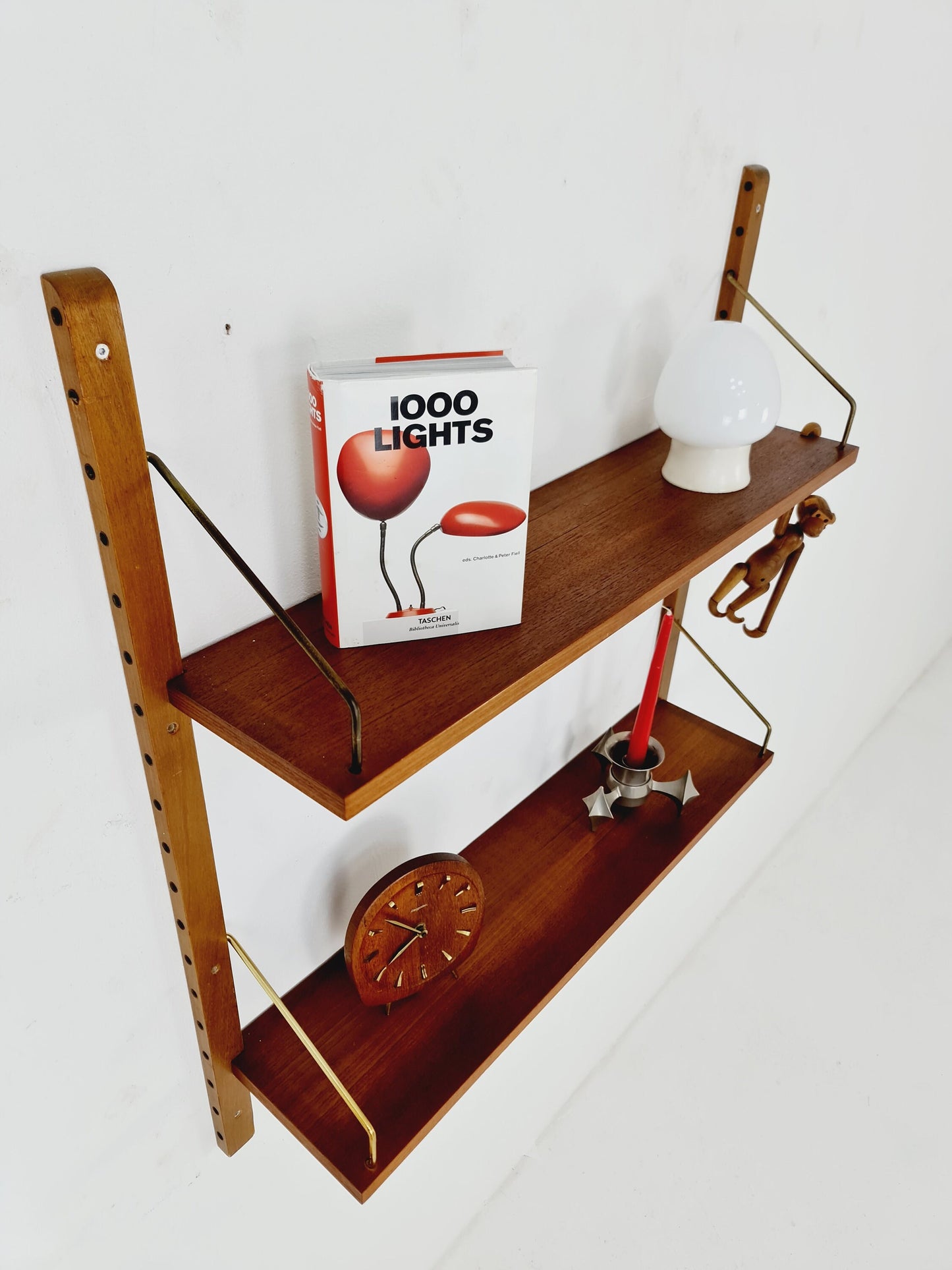 Midcentury Danish walnut Wall-Mounted Shelving Unit, by Royal for Poul Cadovius, 1960s