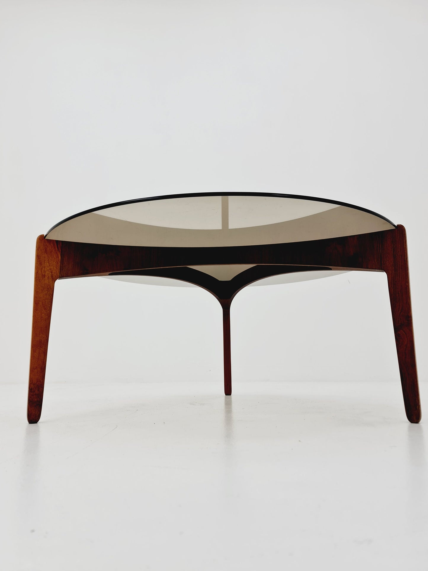 Vintage Rosewood and glass coffee table By Sven Ellekaer for christian Linneberg 1960s