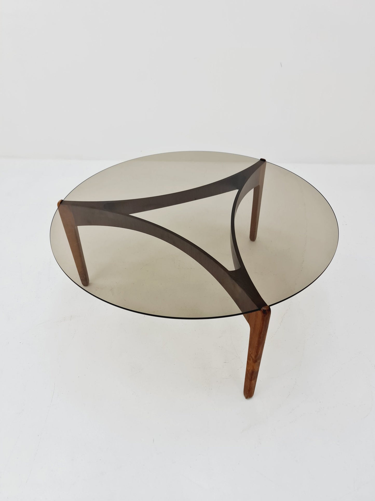 Vintage Rosewood and glass coffee table By Sven Ellekaer for christian Linneberg 1960s