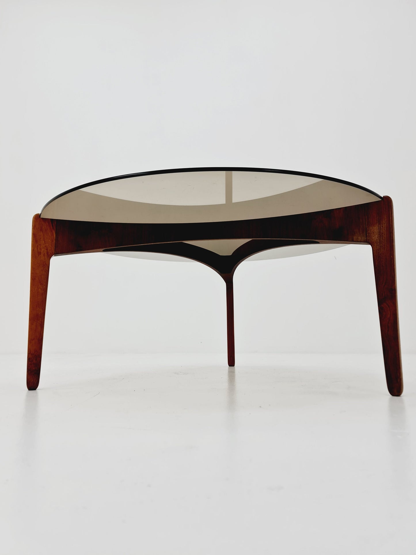 Vintage wood and glass coffee table By Sven Ellekaer for christian Linneberg 1960s