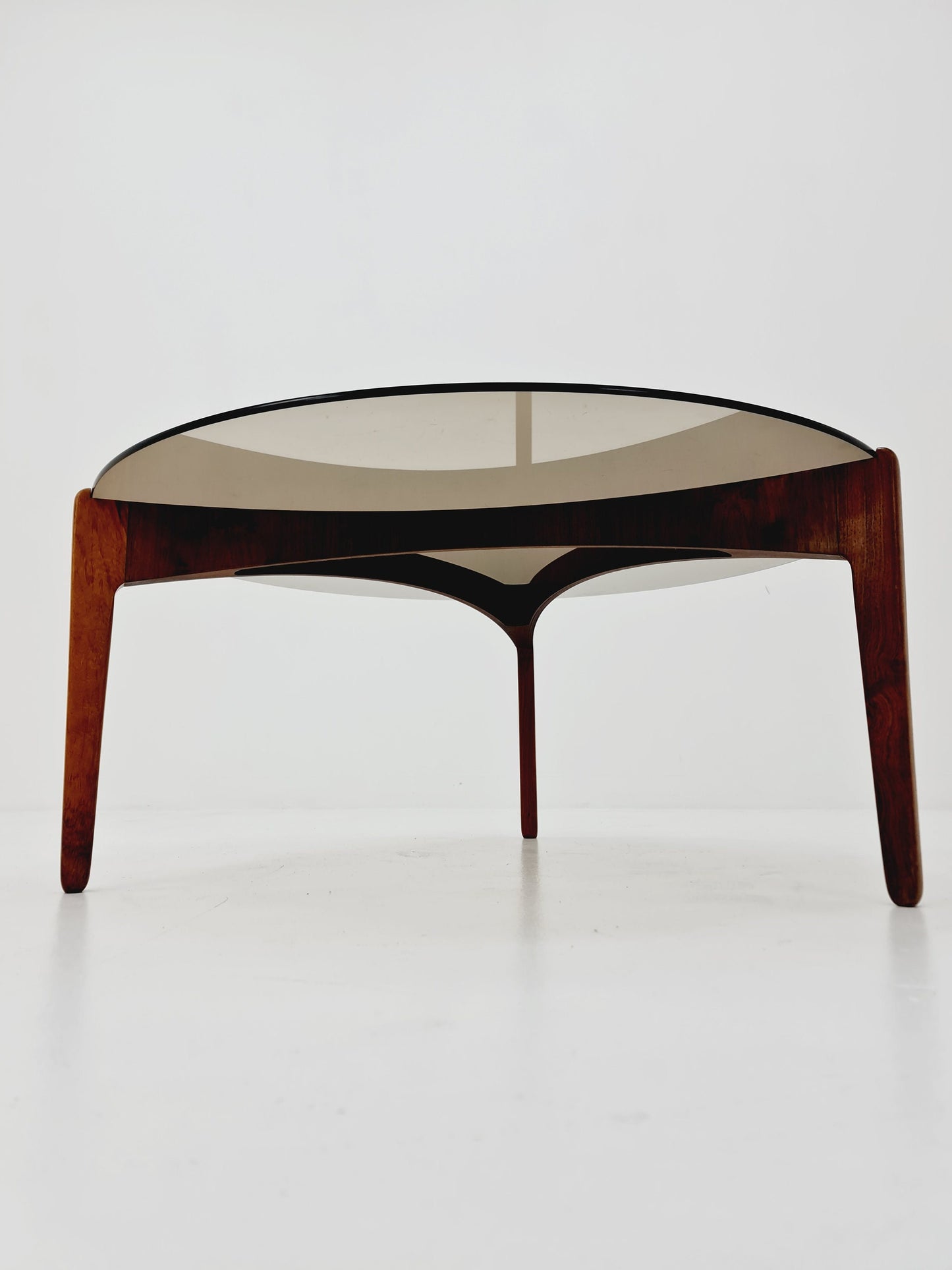 Vintage Rosewood and glass coffee table By Sven Ellekaer for christian Linneberg 1960s