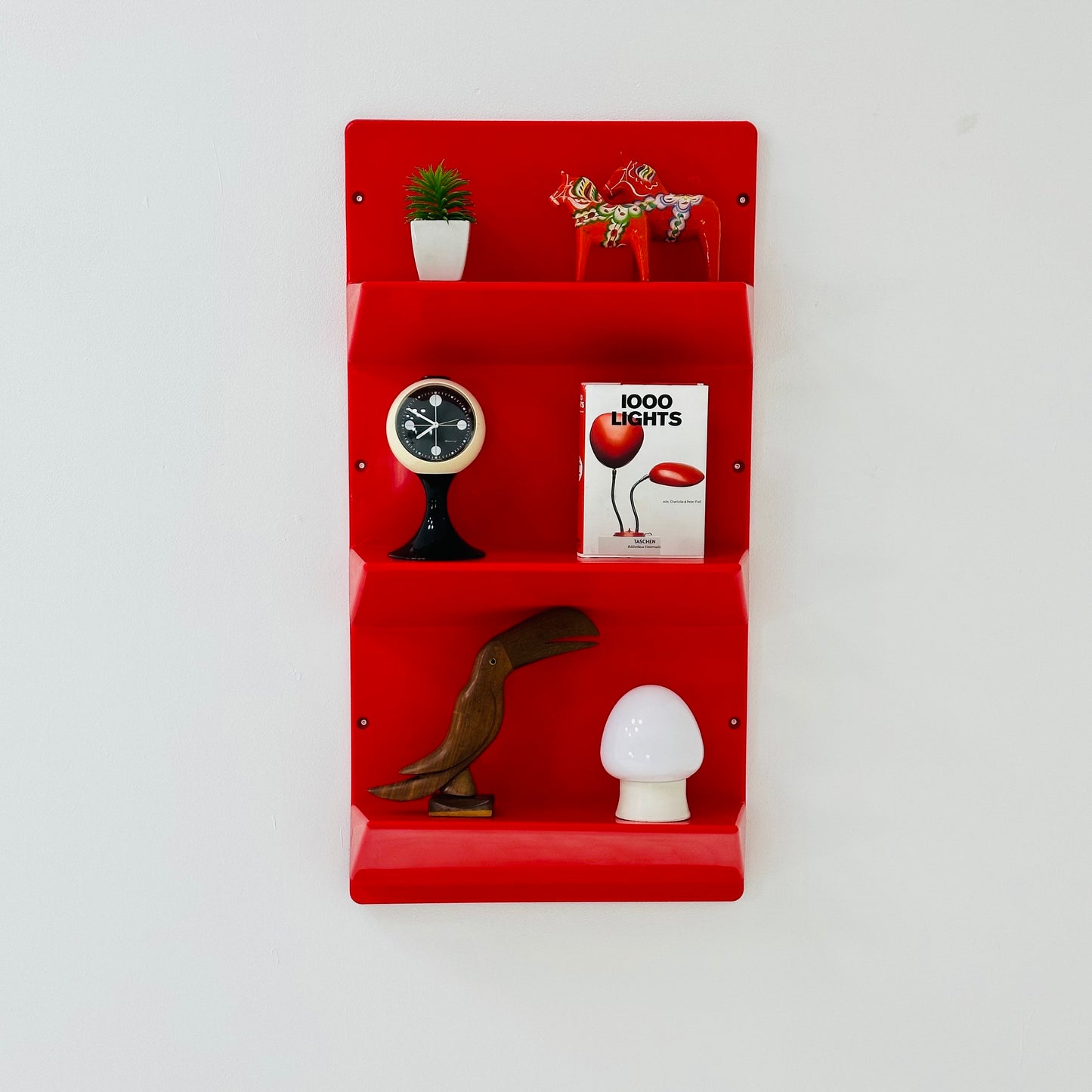 Space age Ikea red ‘Kämpe’ wall shelf 1970s