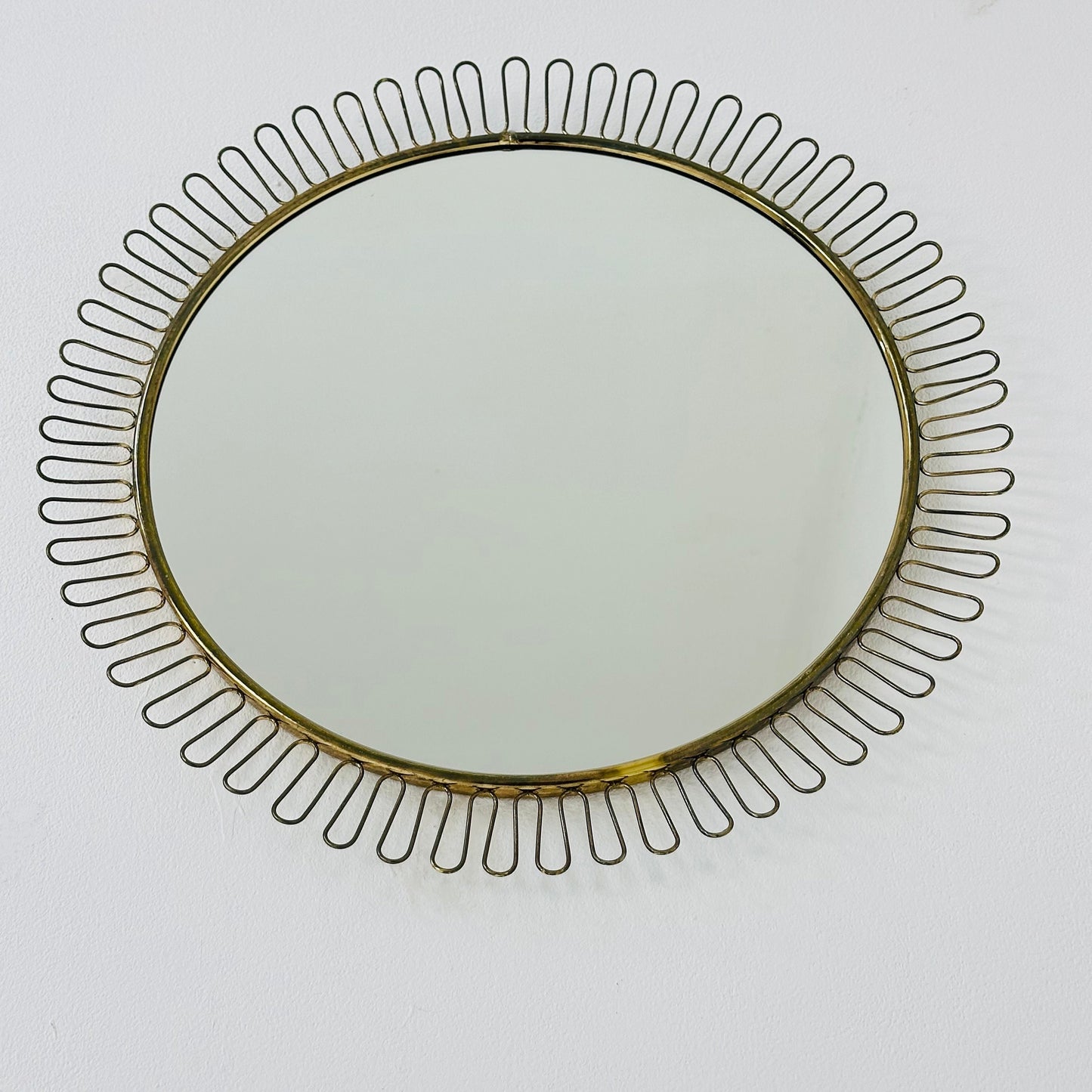 Mid-century wall mirror by Josef Frank Svenskt Tenn, Austria, Sweden, brass, 1950s