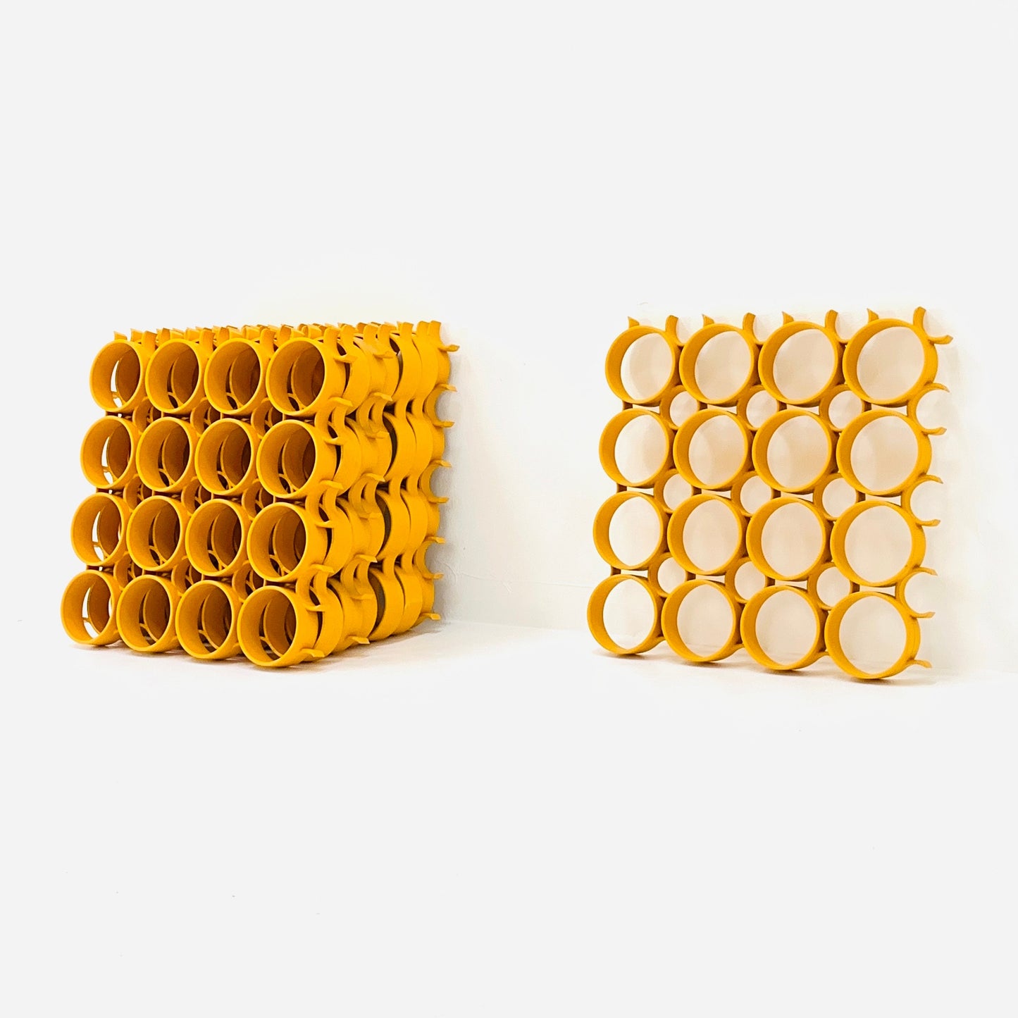 Set of 4 space age Yellow Plastic Wall or Ceiling Panels Switzerland 1970s