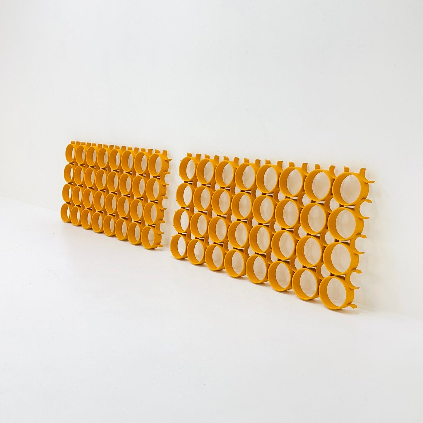 Set of 4 space age Yellow Plastic Wall or Ceiling Panels Switzerland 1970s