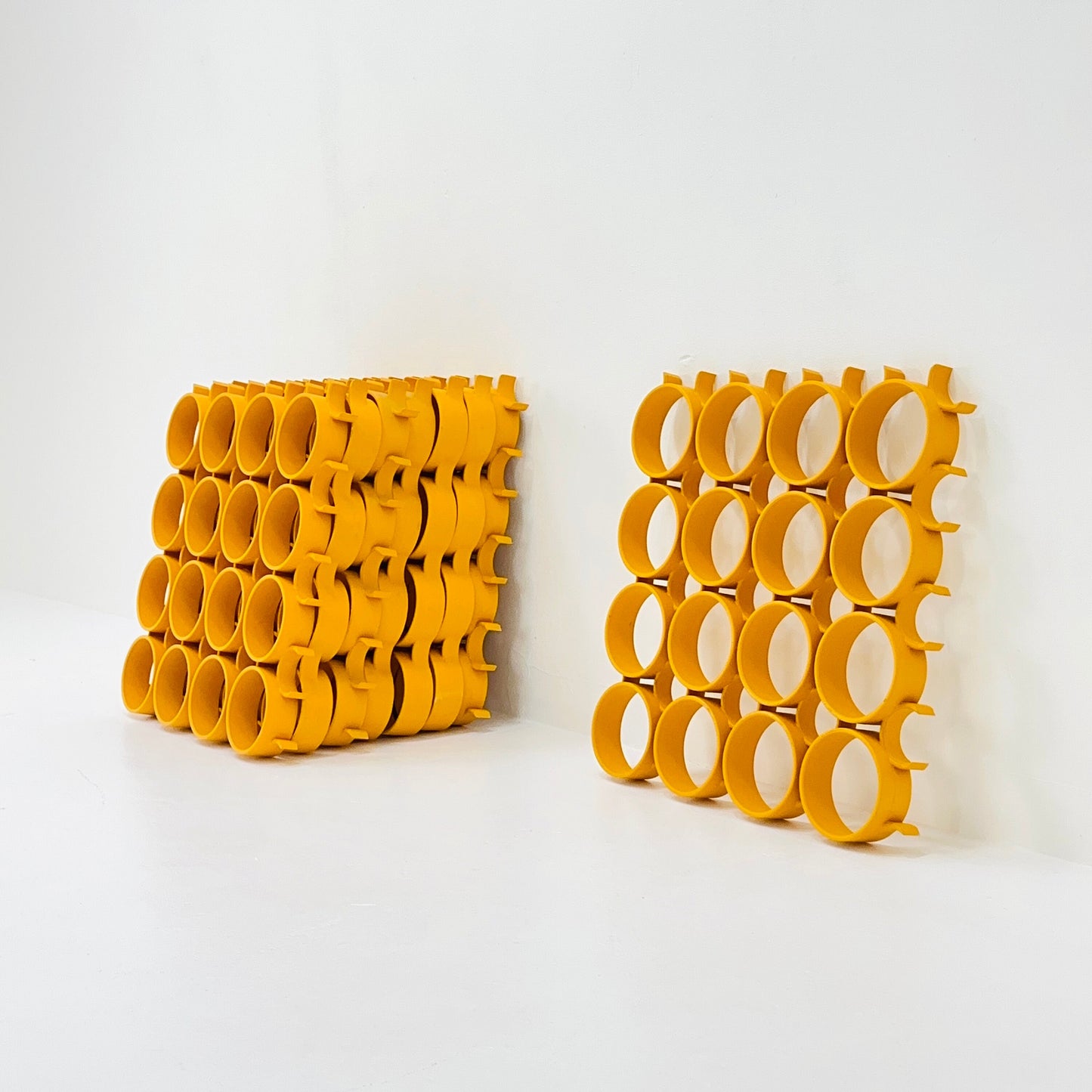 1 of 8 space age Yellow Plastic Wall or Ceiling Panels Switzerland 1970s