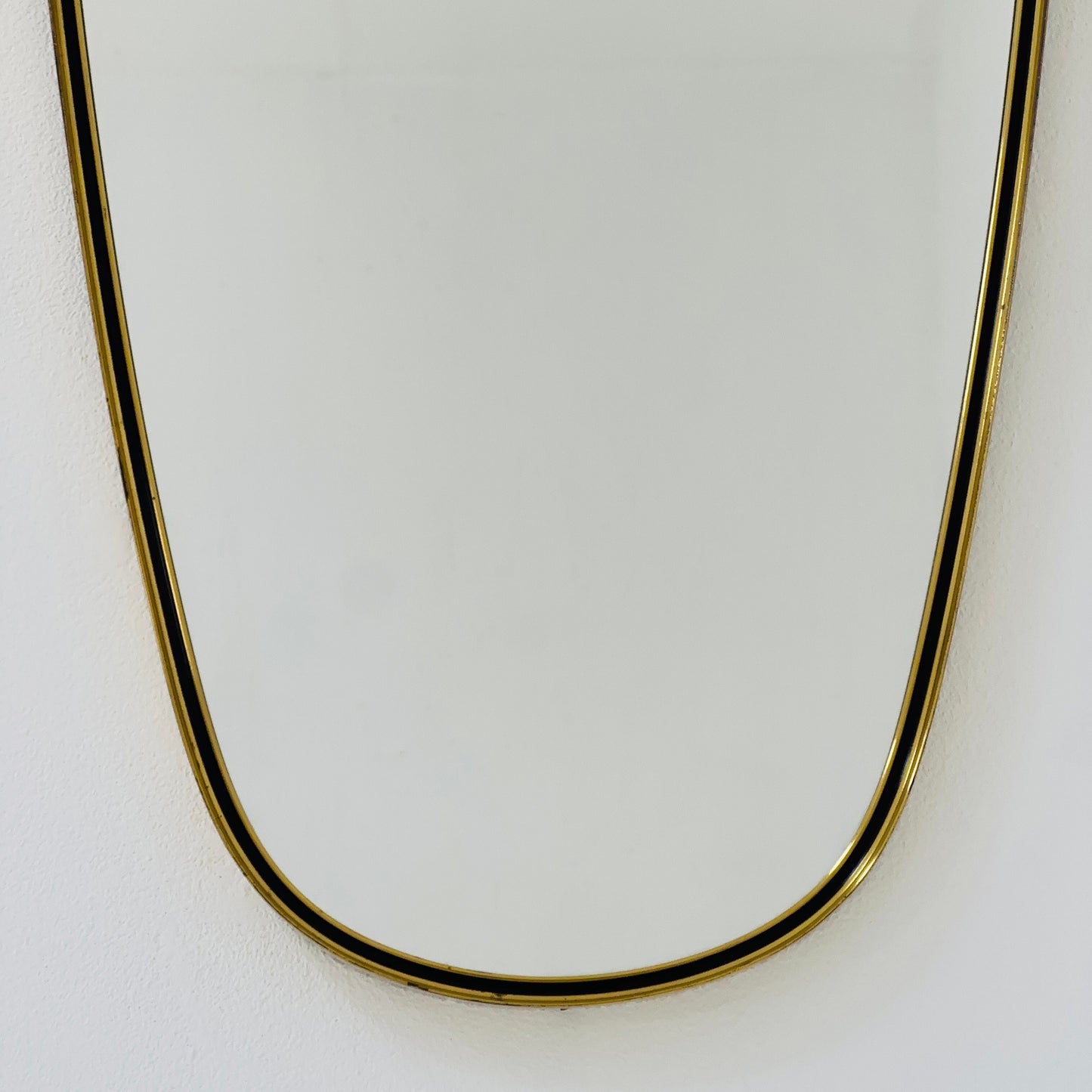 Mid Century XXL asymmetric German brass Original kidney wall mirror from the 60s