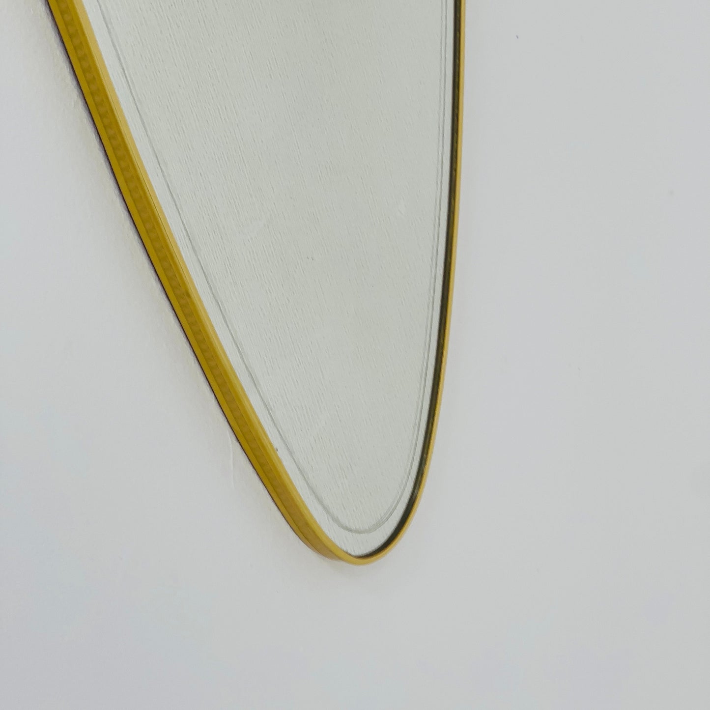 Mid Century XXL asymmetric German brass Original kidney wall mirror from the 60s
