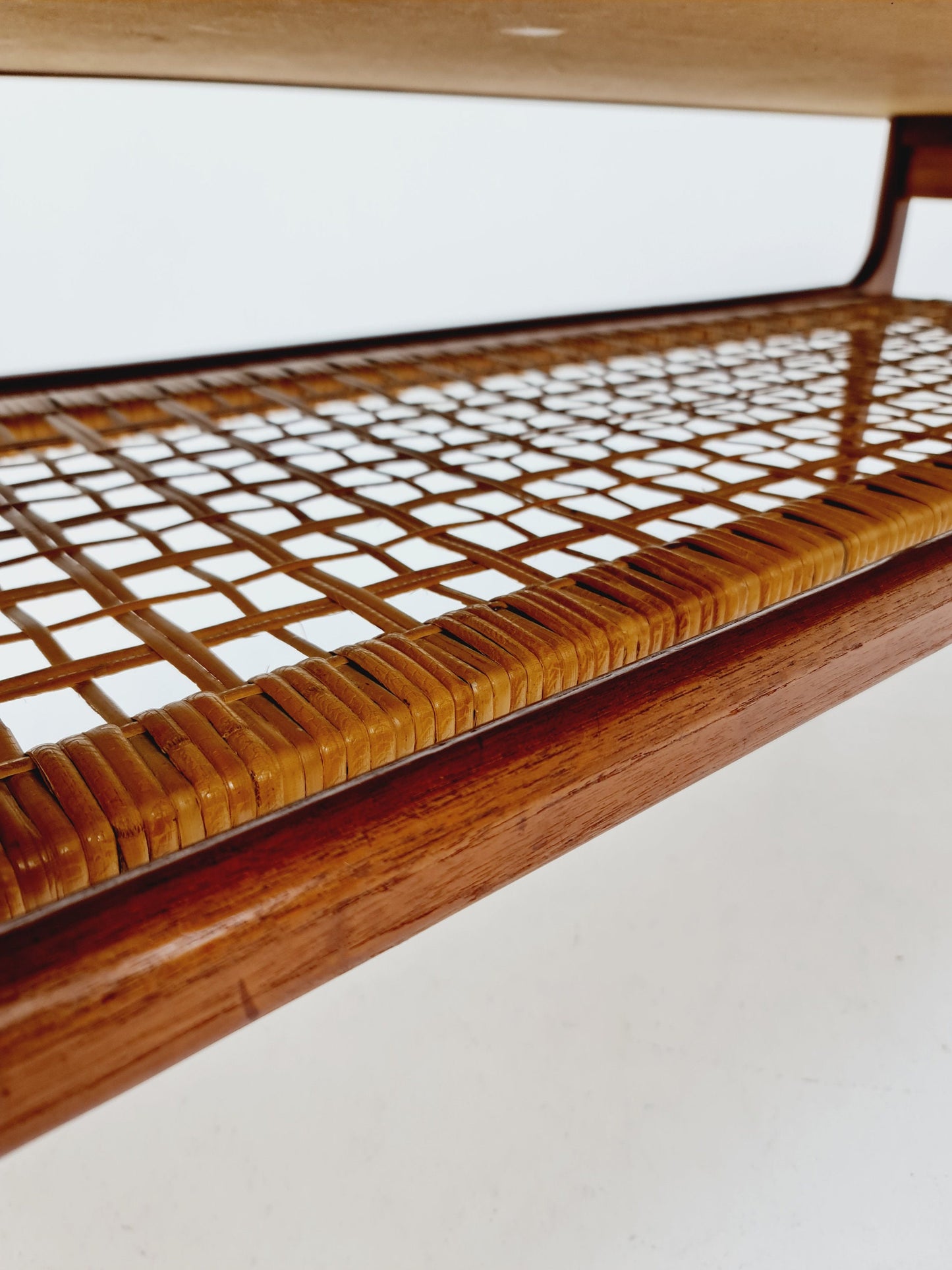 Mid century Danish Teak & Rattan Coffee table by Trioh Möbler Denmark, 1960s
