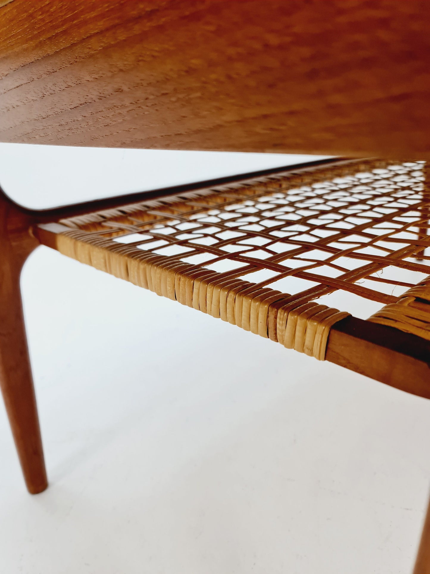 Mid century Danish Teak & Rattan Coffee table by Trioh Möbler Denmark, 1960s