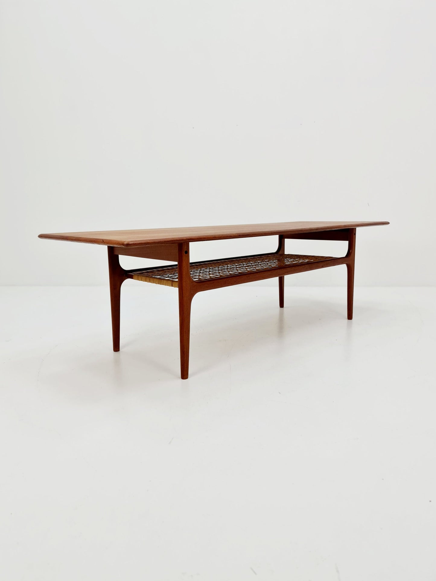 Mid century Danish Teak & Rattan Coffee table by Trioh Möbler Denmark, 1960s