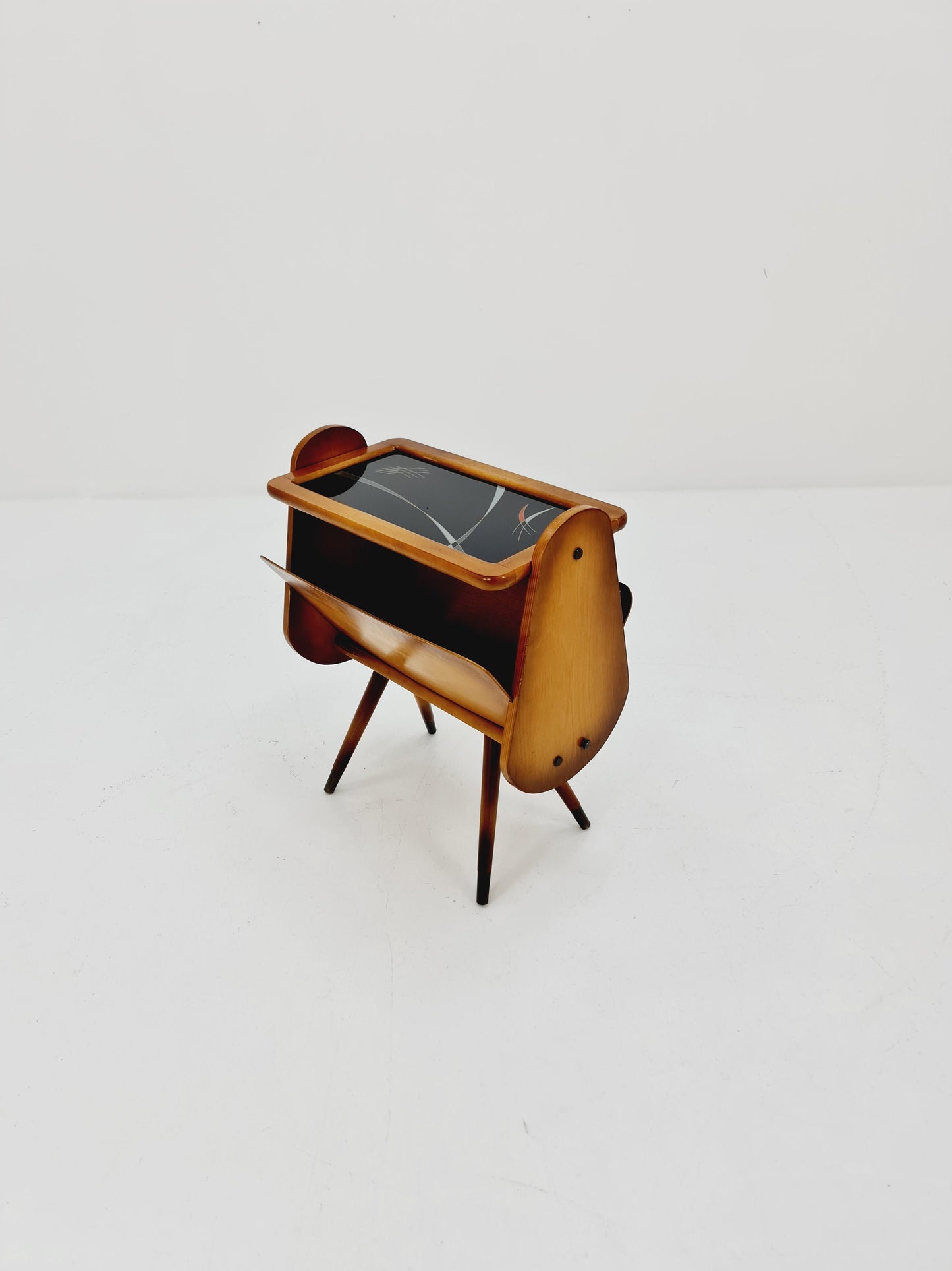 Super Rare Vintage German mid century Sidetable magazine rack, 1950s