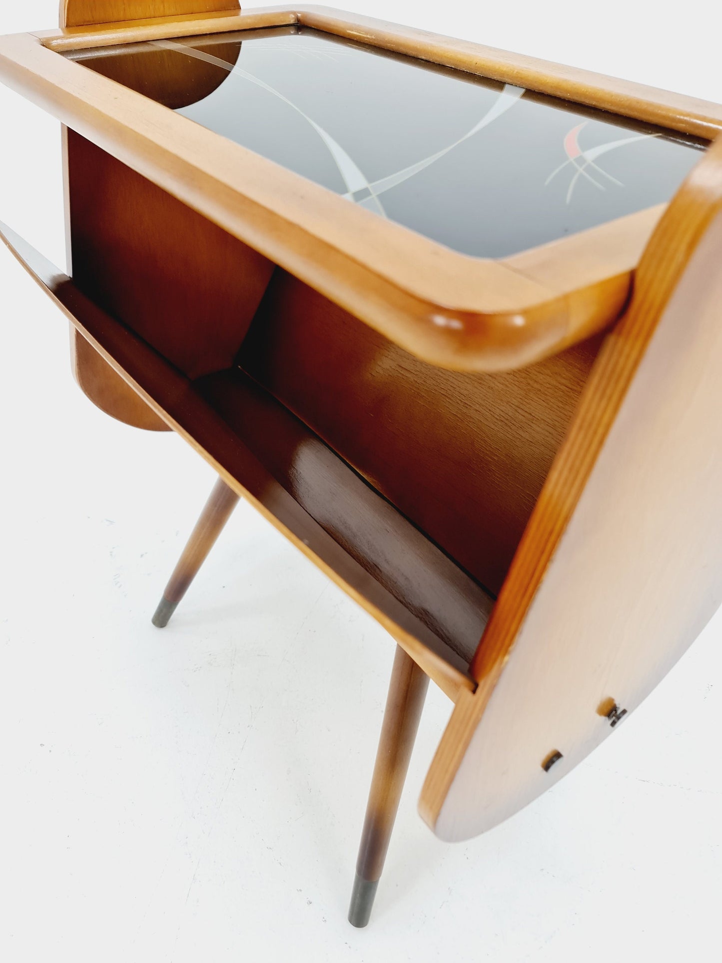 Super Rare Vintage German mid century Sidetable magazine rack, 1950s