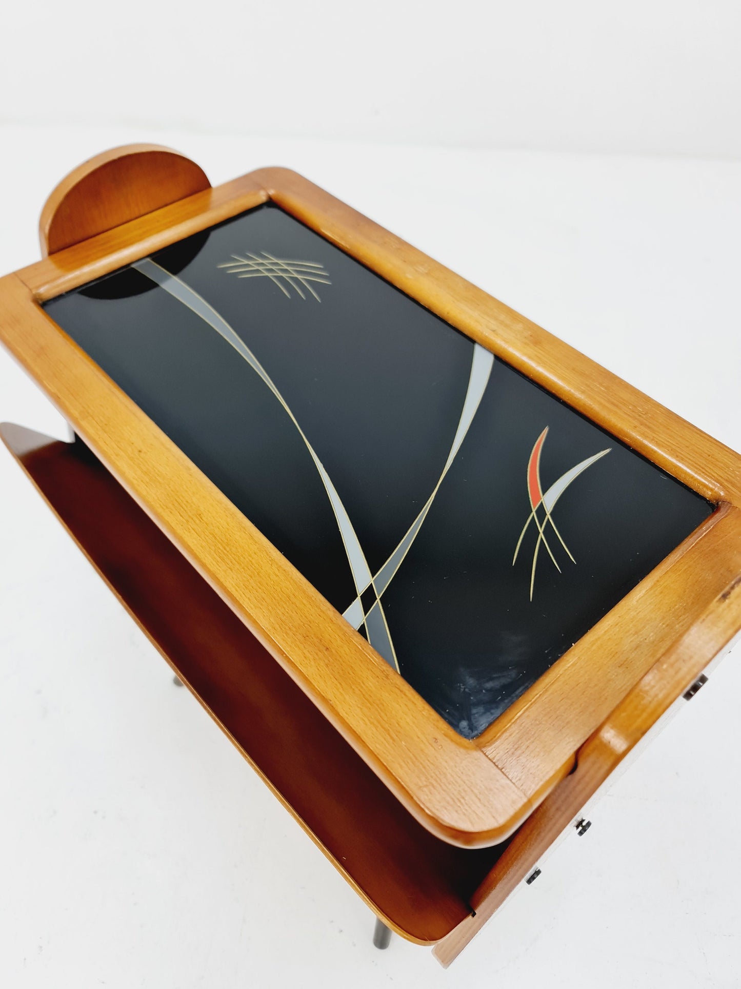 Super Rare Vintage German mid century Sidetable magazine rack, 1950s