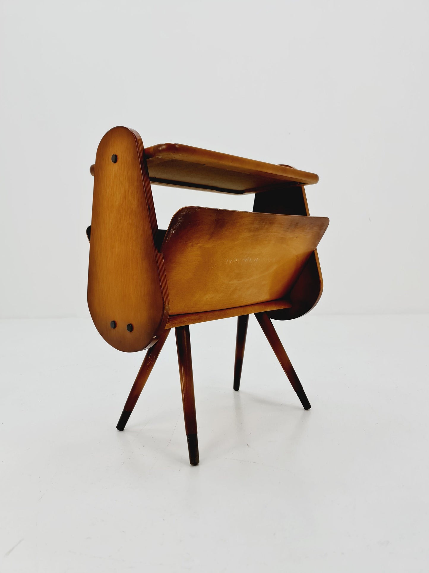Super Rare Vintage German mid century Sidetable magazine rack, 1950s
