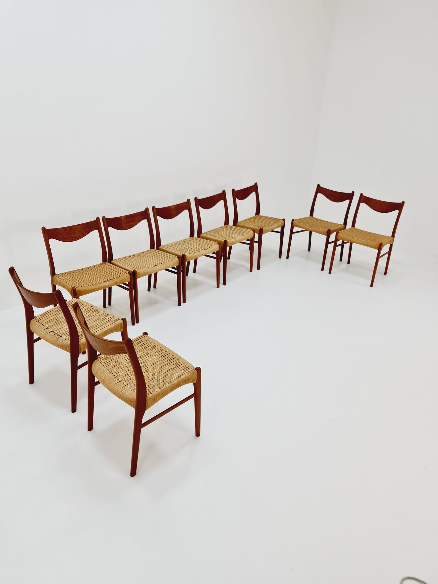 1 of 9 MidCentury Danish Teak Dining Chairs By Arne Wahl Iversen For Glyngore 1960s