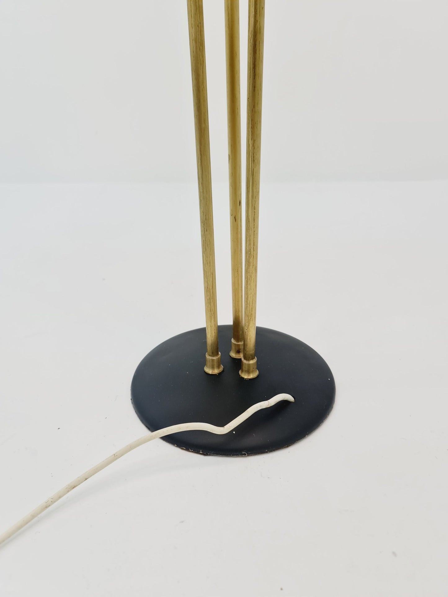 Mid century Swedish Modern Super Rare Brass floor lamp with three lampshades by Bröderna Malmström, 1950s