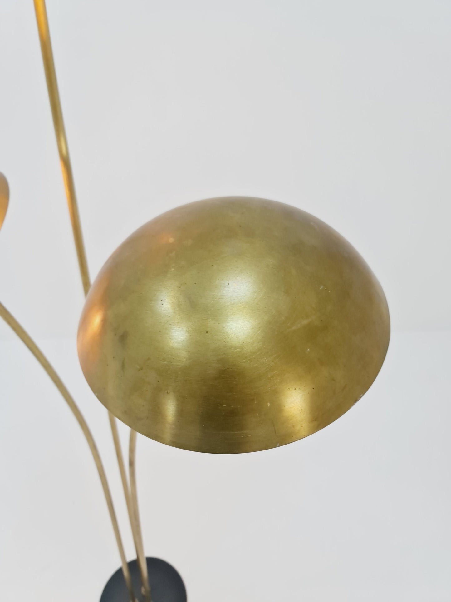 Mid century Swedish Modern Super Rare Brass floor lamp with three lampshades by Bröderna Malmström, 1950s