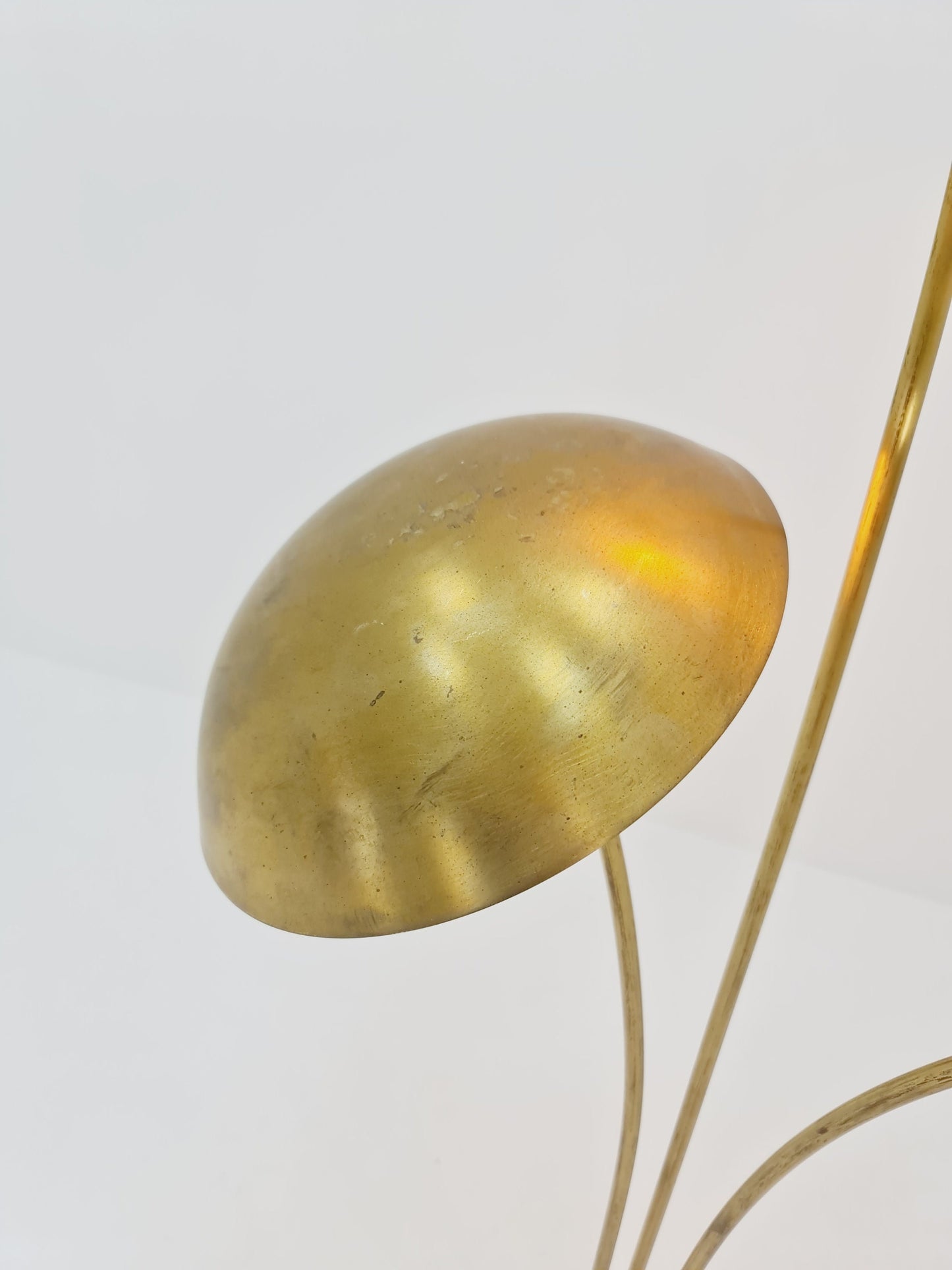 Mid century Swedish Modern Super Rare Brass floor lamp with three lampshades by Bröderna Malmström, 1950s