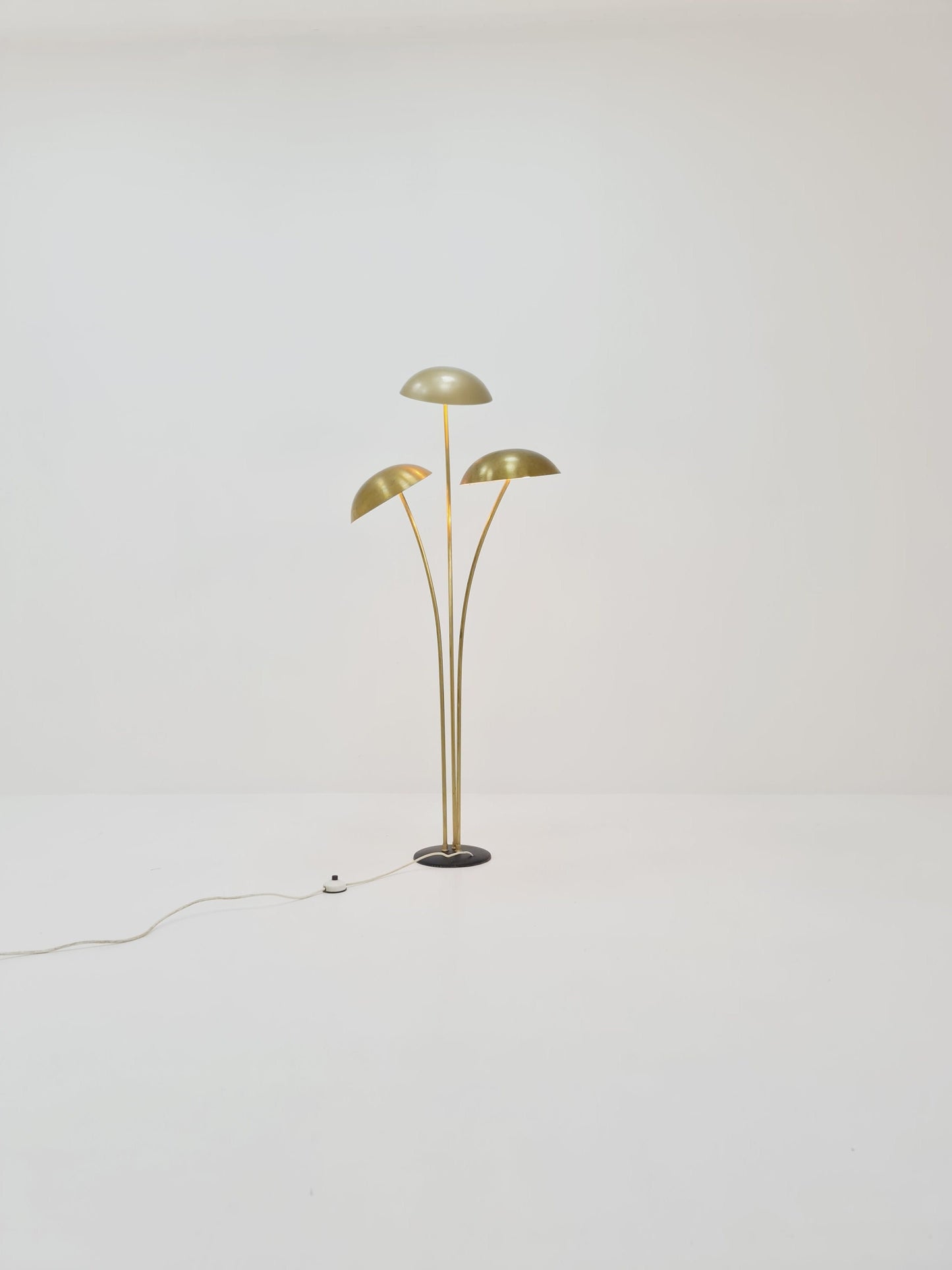 Mid century Swedish Modern Super Rare Brass floor lamp with three lampshades by Bröderna Malmström, 1950s