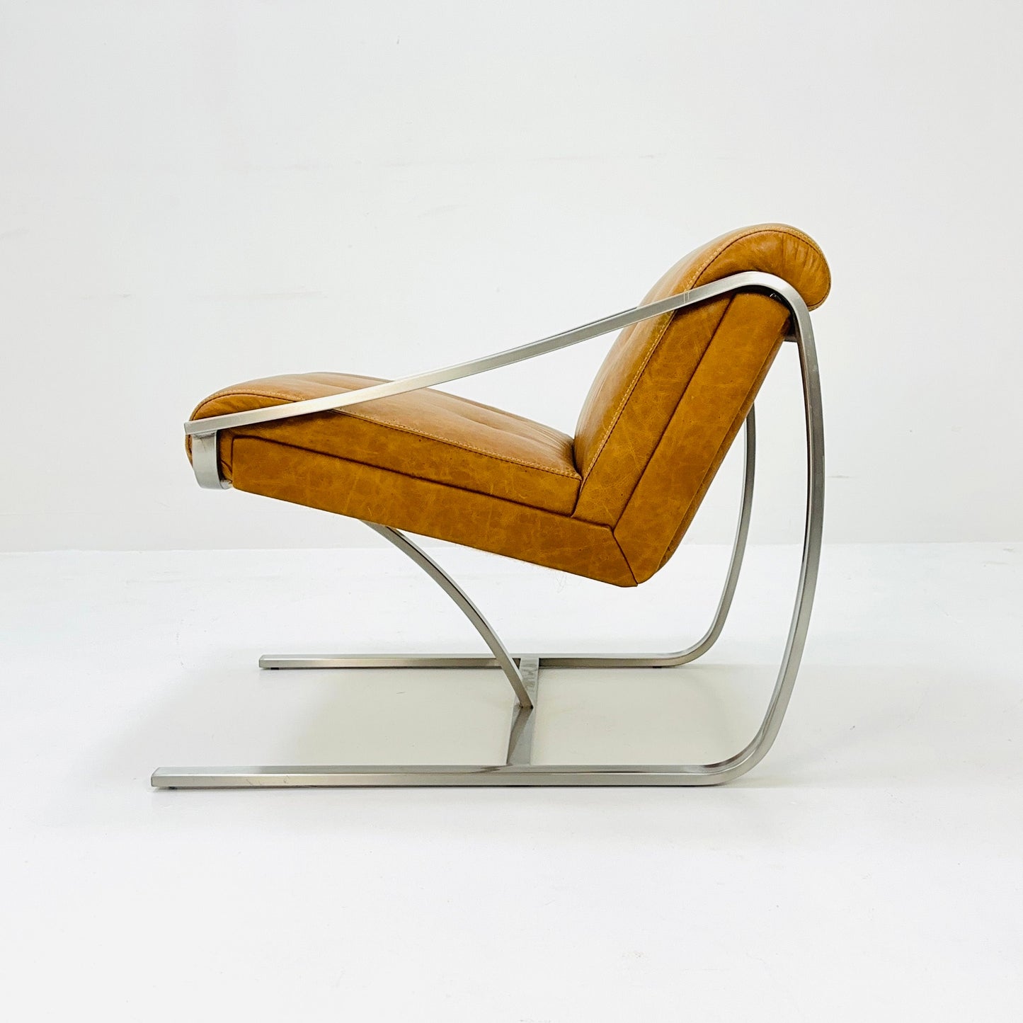 Mid century steel "Plaza" lounge chair by Charles Gibilterra for Brueton.1970s