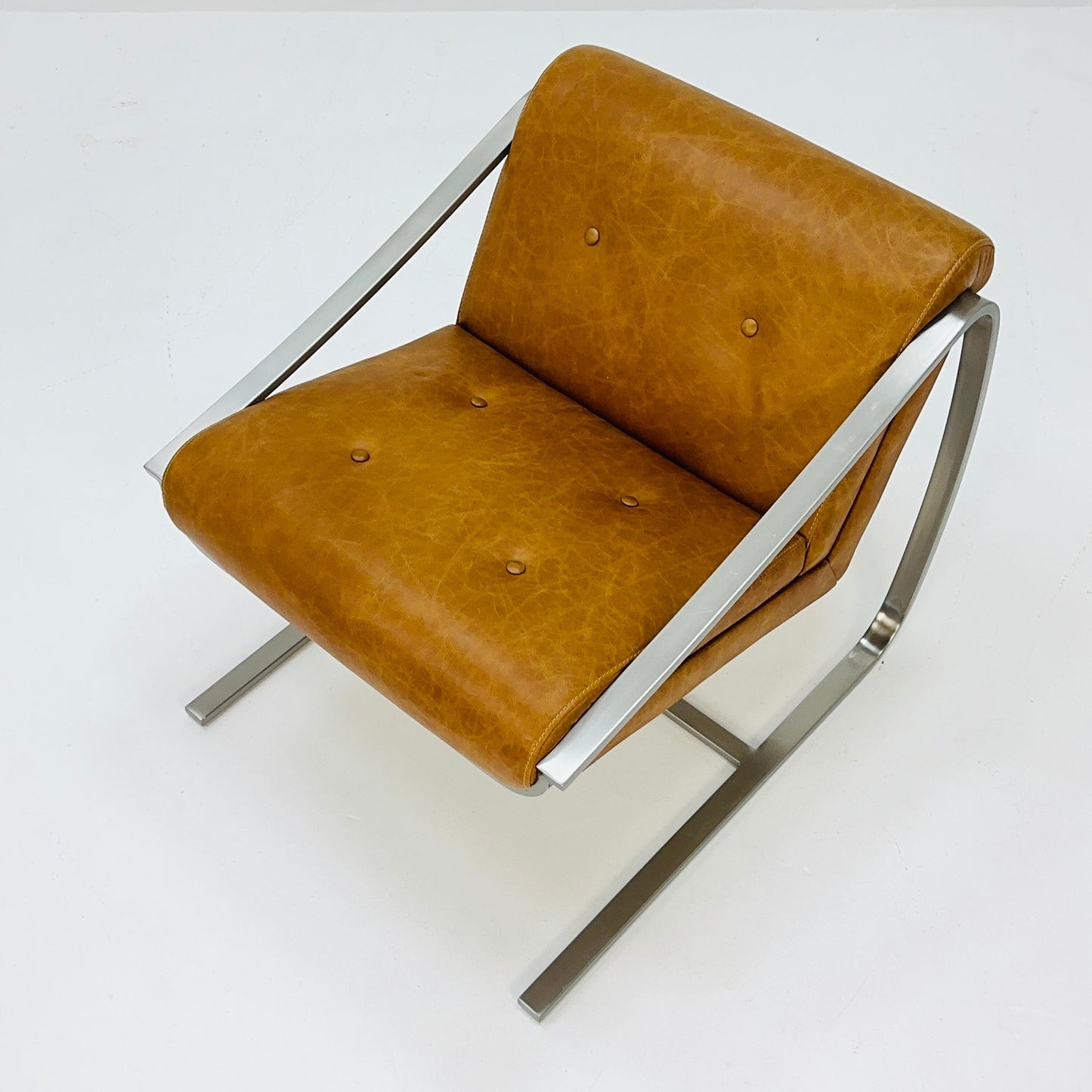 Mid century steel "Plaza" lounge chair by Charles Gibilterra for Brueton.1970s