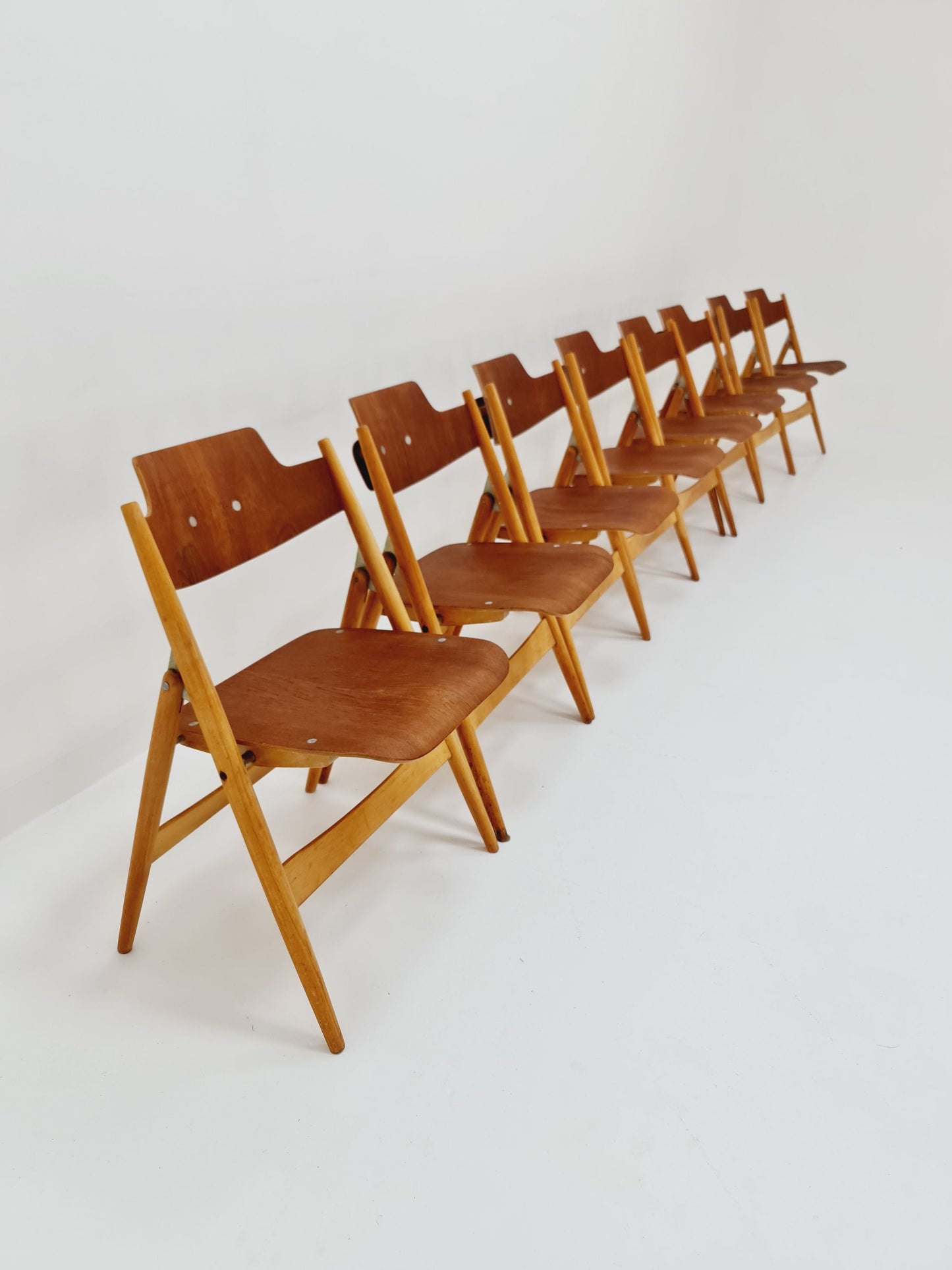 1 of 8 Austrian folding chair model SE18 by Egon Eiermann for Wilde & Spieth, 1950s