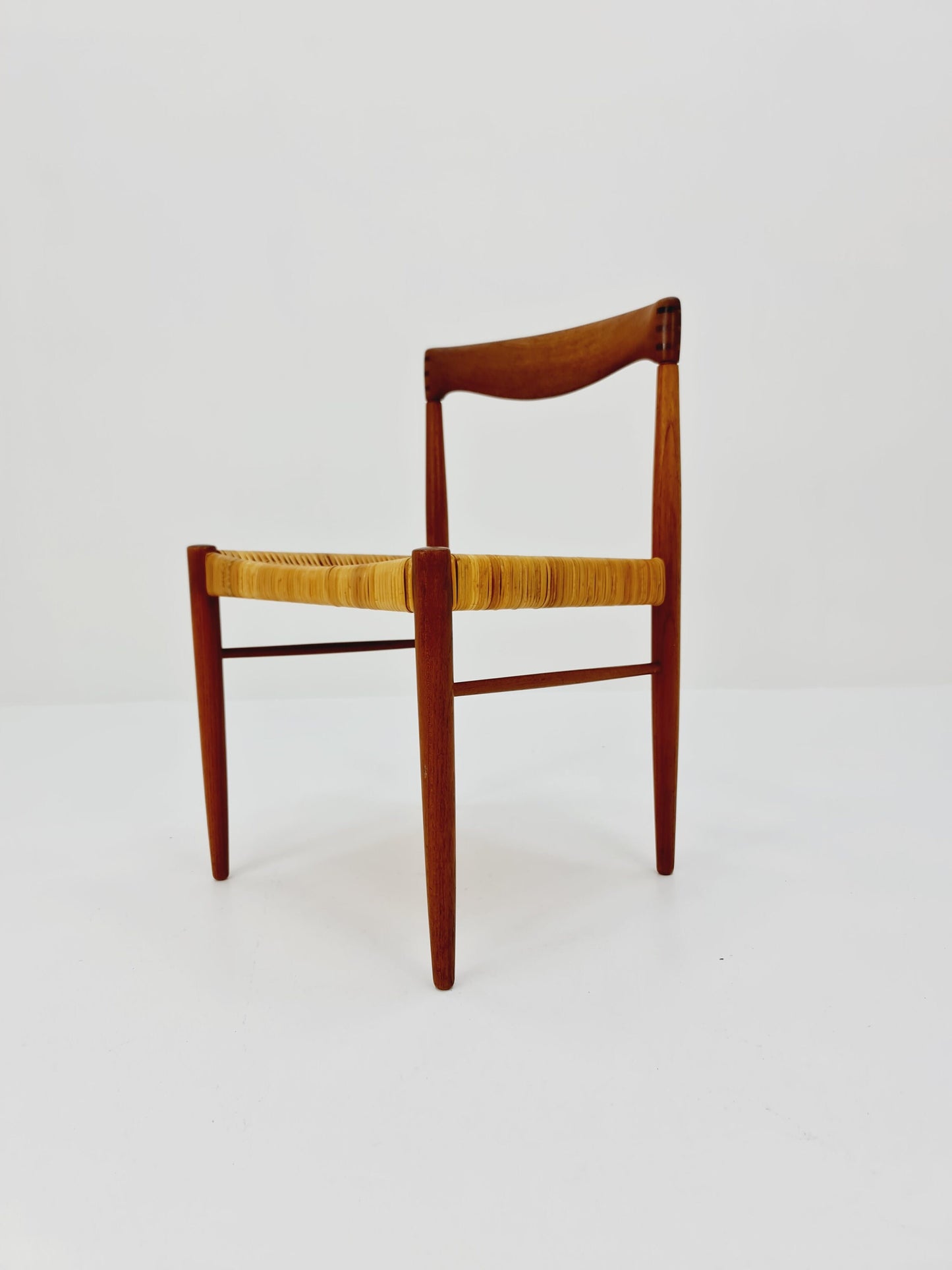 Danish teak & danish Rattan dining chair by H. W. Klein for Bramin, 1960s,