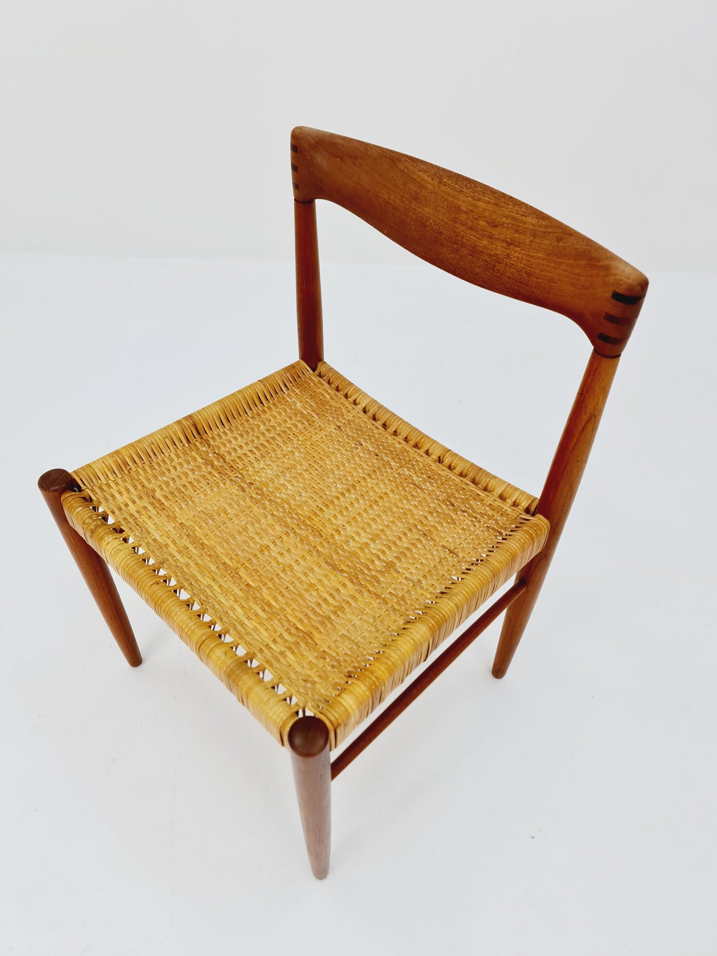 Danish teak & danish Rattan dining chair by H. W. Klein for Bramin, 1960s,