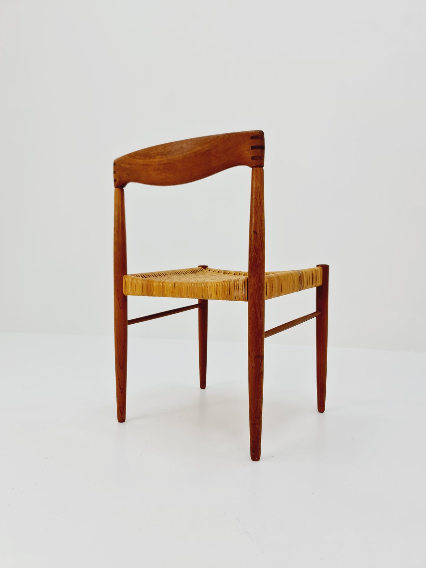 Danish teak & danish Rattan dining chair by H. W. Klein for Bramin, 1960s,