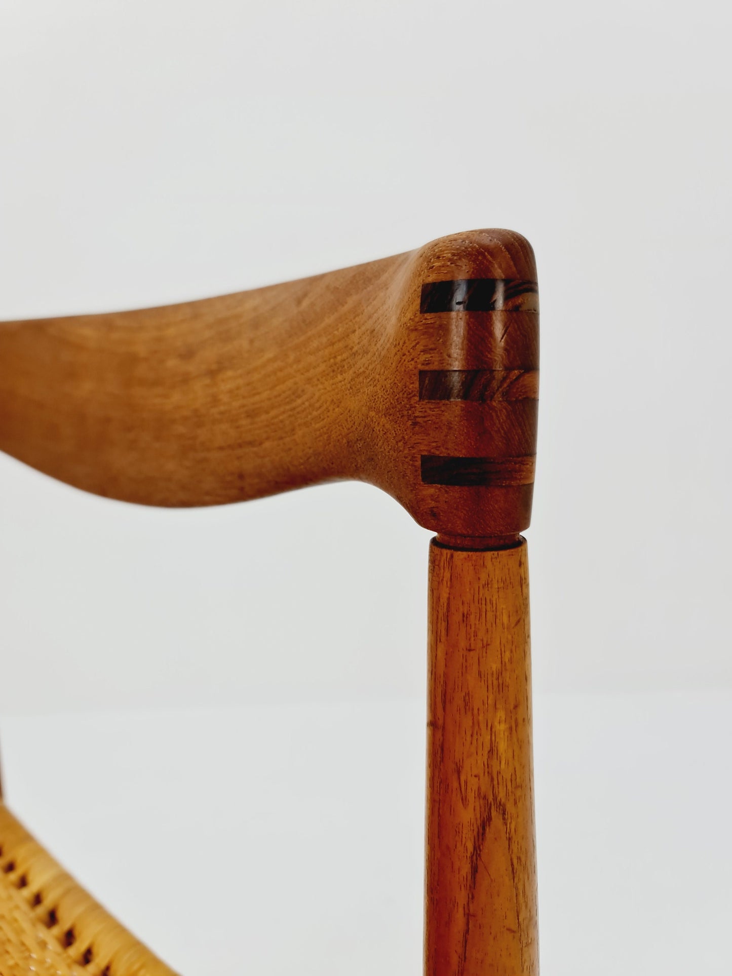 Danish teak & danish Rattan dining chair by H. W. Klein for Bramin, 1960s,