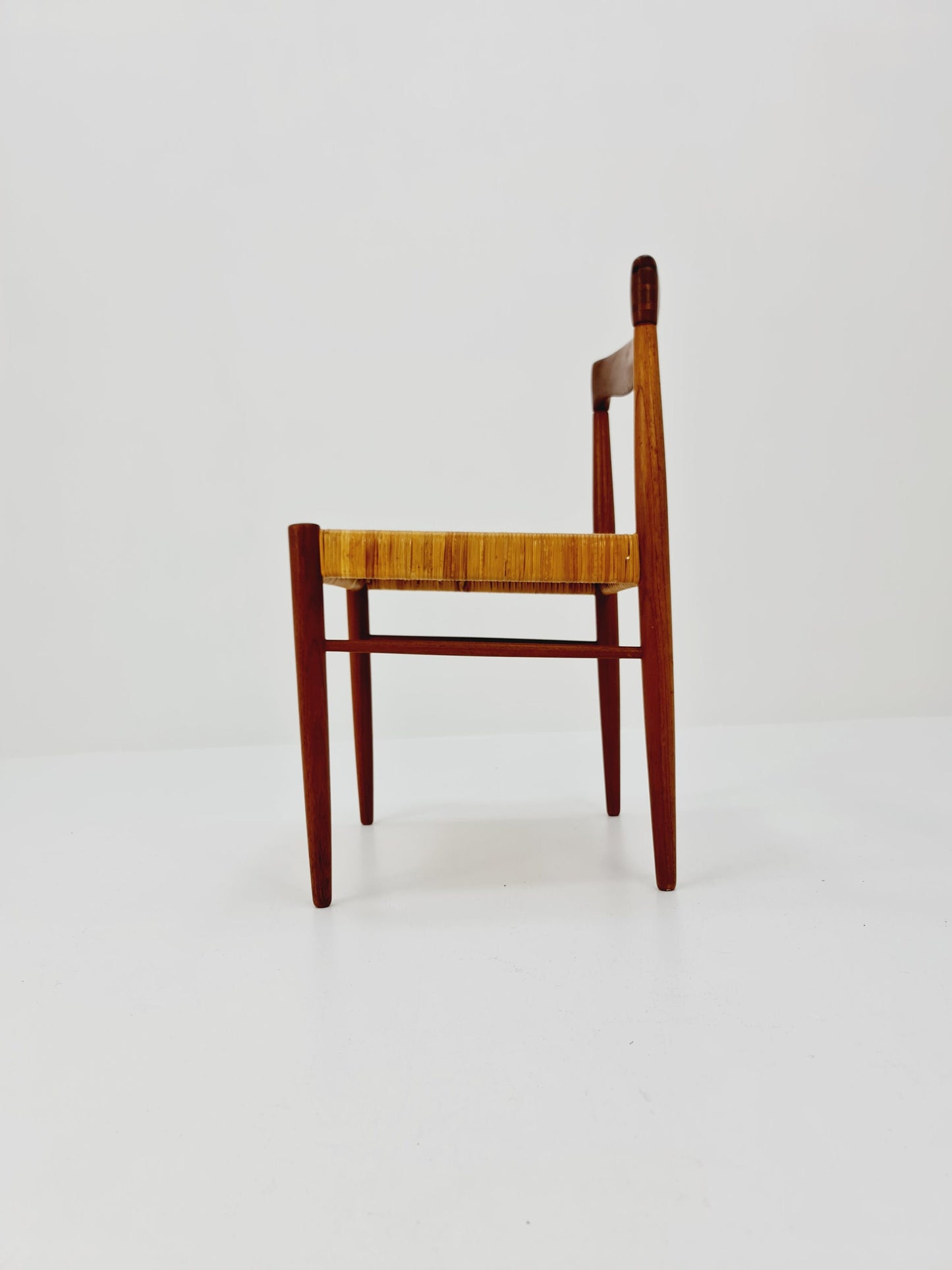 Danish teak & danish Rattan dining chair by H. W. Klein for Bramin, 1960s,