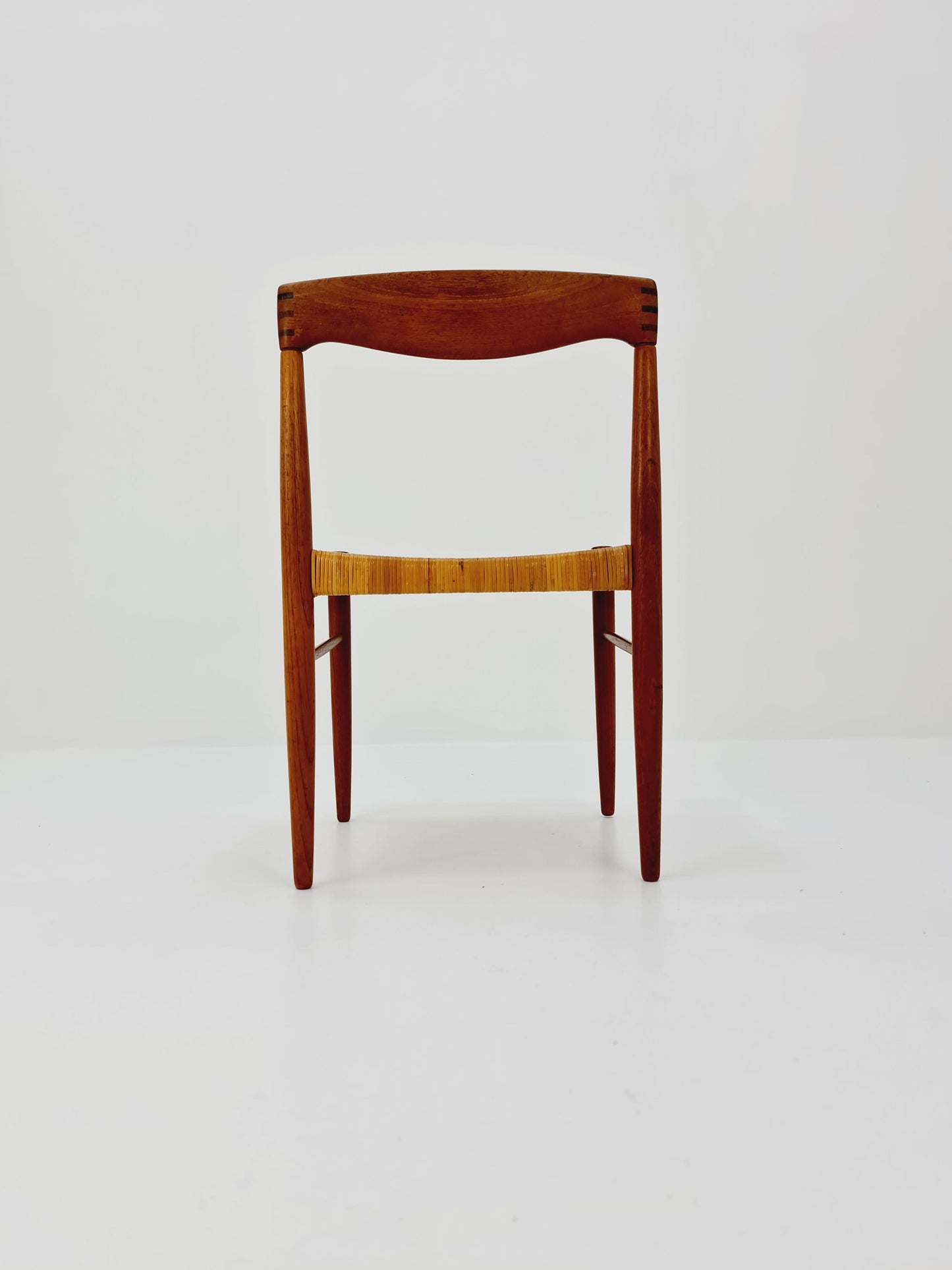 Danish teak & danish Rattan dining chair by H. W. Klein for Bramin, 1960s,