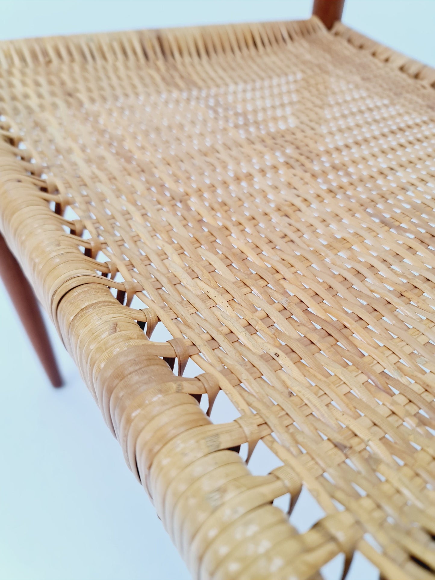 Danish teak & danish Rattan dining chair by H. W. Klein for Bramin, 1960s,