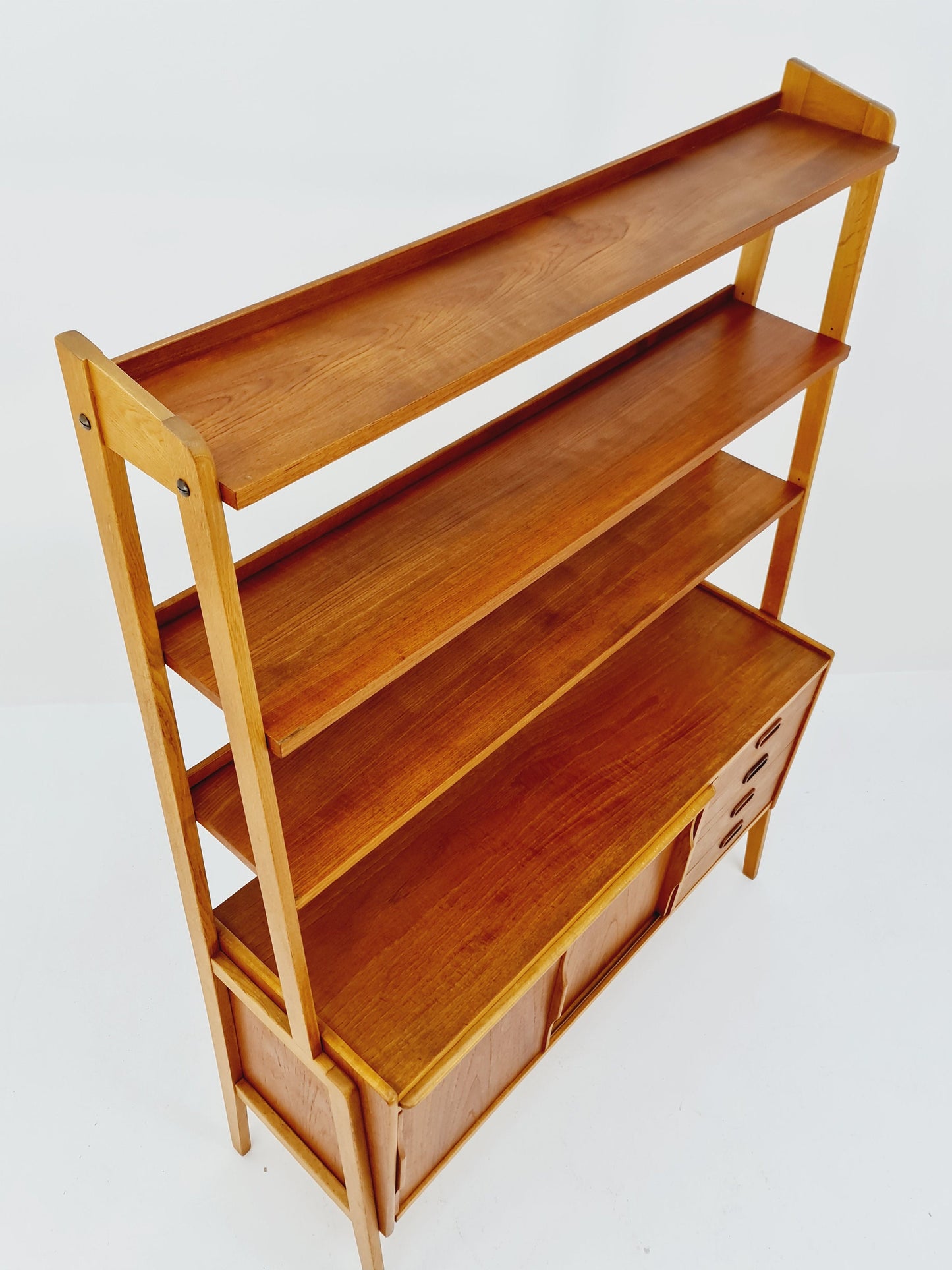 Danish freestanding vintage bookshelf system/ book case teak by Bengt Ruda, 1960s