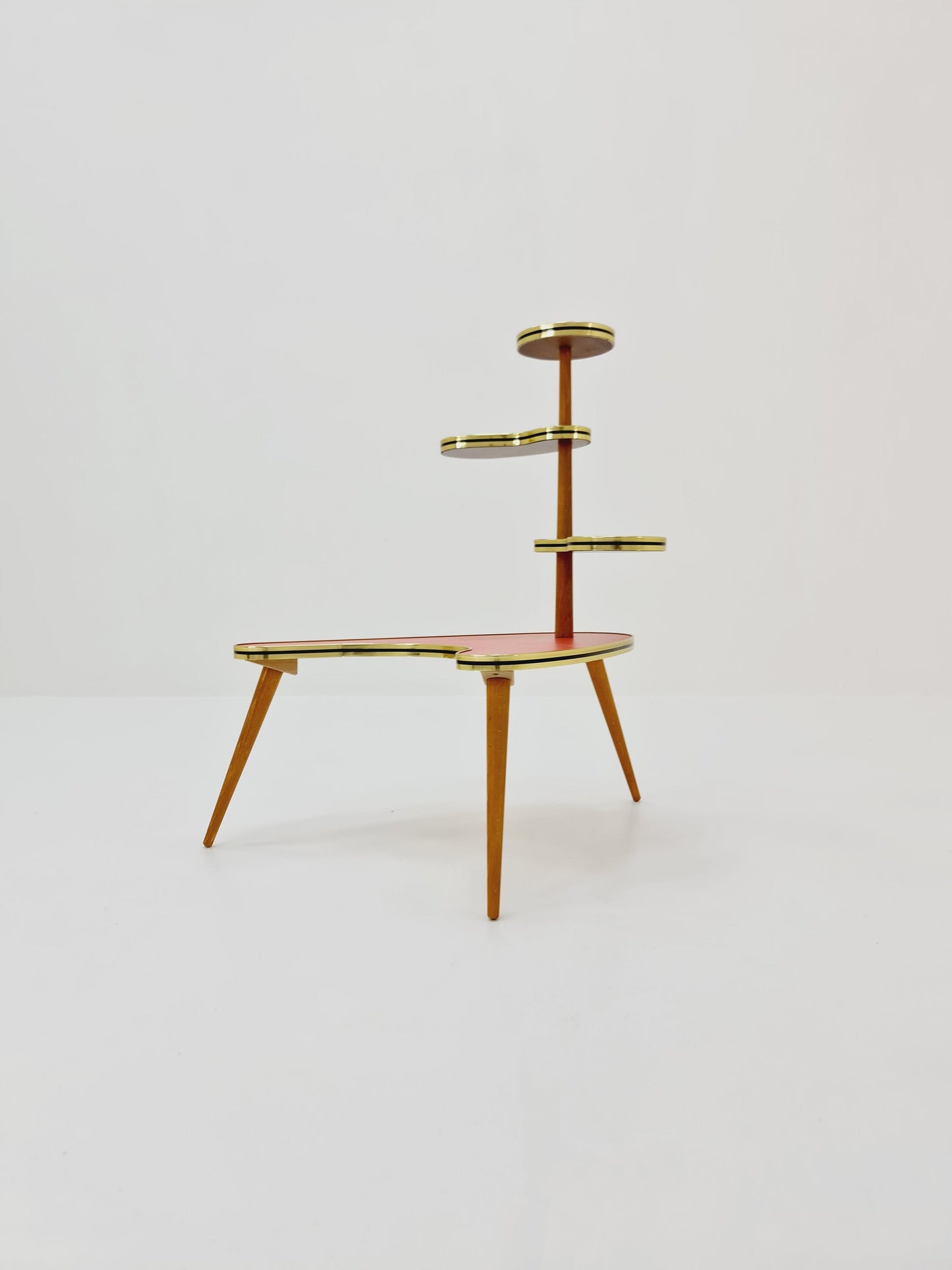 1950s German Plant Stand, Colorful Vintage Mid-Century Minimalist Indoor Plant Stand Side Table Retro flower table