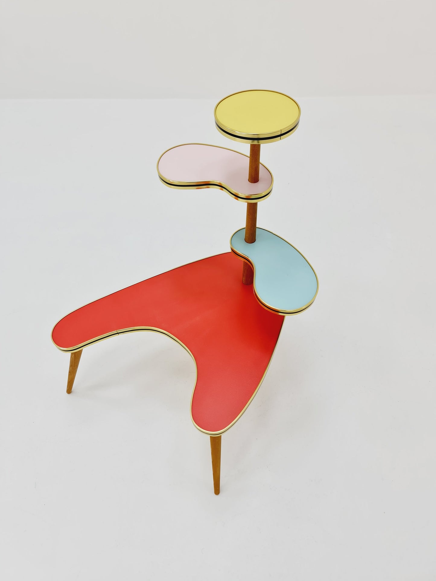 1950s German Plant Stand, Colorful Vintage Mid-Century Minimalist Indoor Plant Stand Side Table Retro flower table