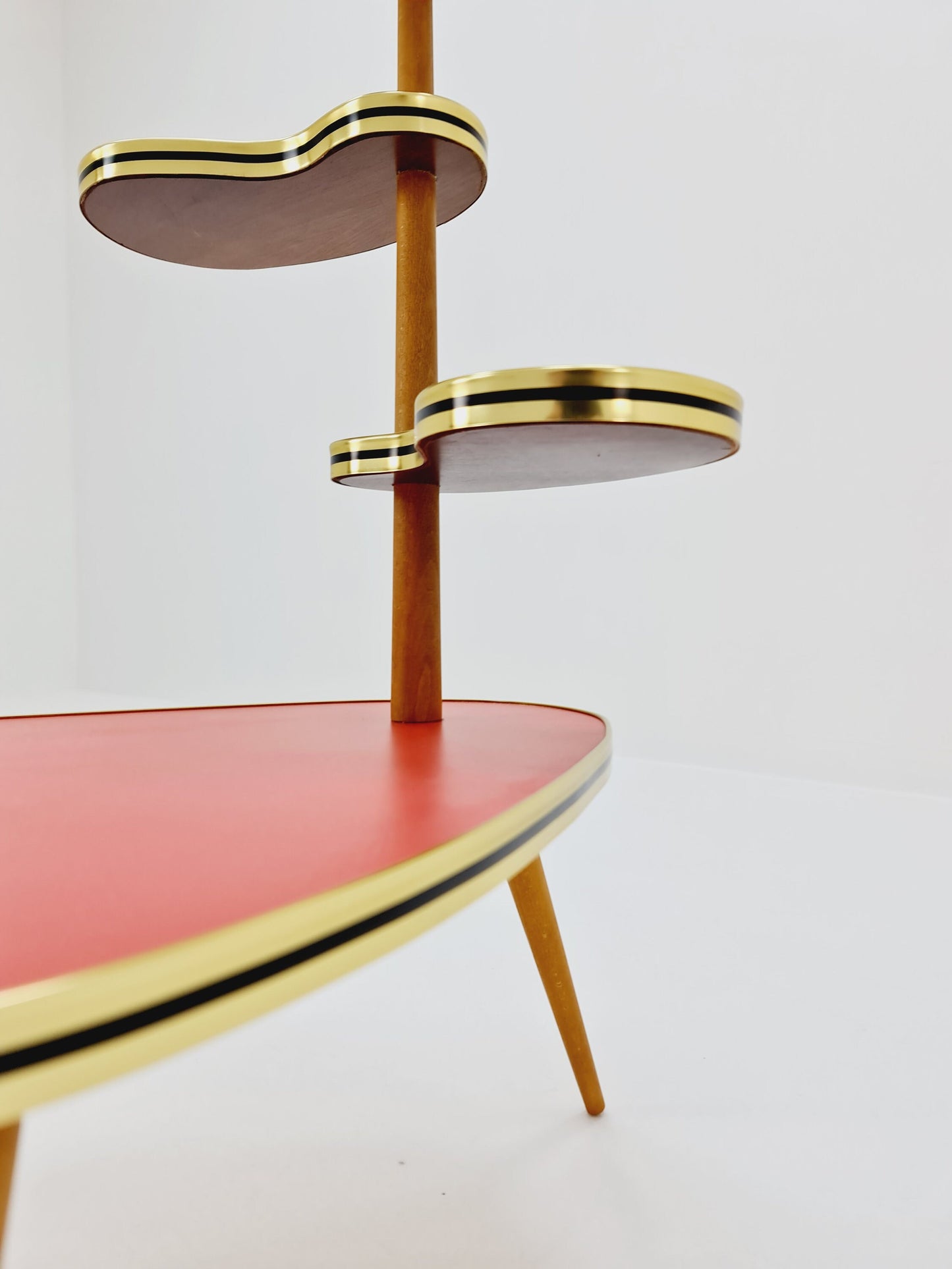 1950s German Plant Stand, Colorful Vintage Mid-Century Minimalist Indoor Plant Stand Side Table Retro flower table