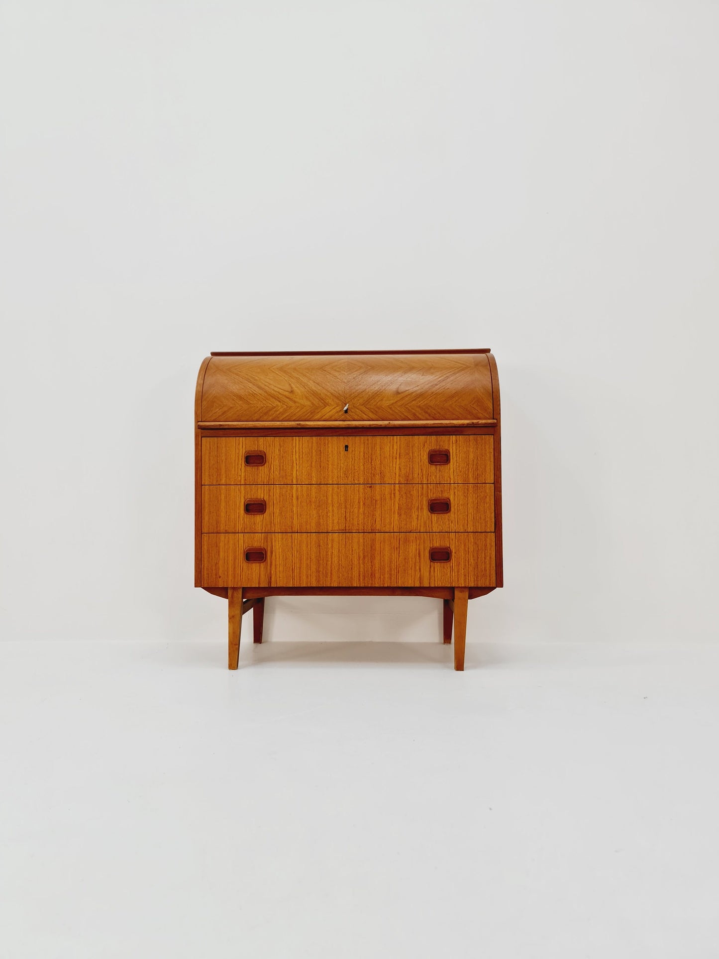 Midcentury vintage Roll-top desk Swedish secretary By Bröderna Gustafsson 1960s