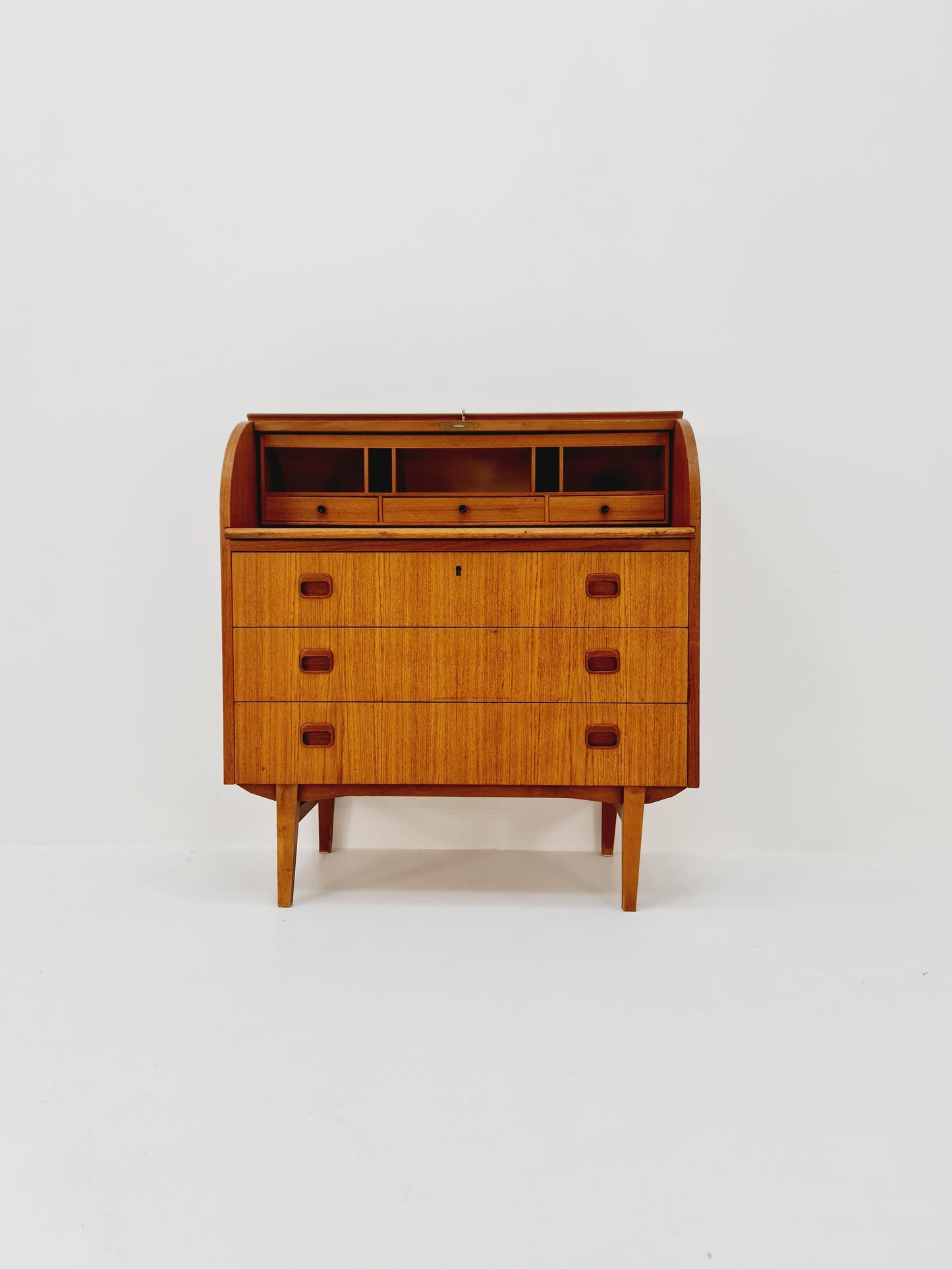 Midcentury vintage Roll-top desk Swedish secretary By Bröderna Gustafsson 1960s