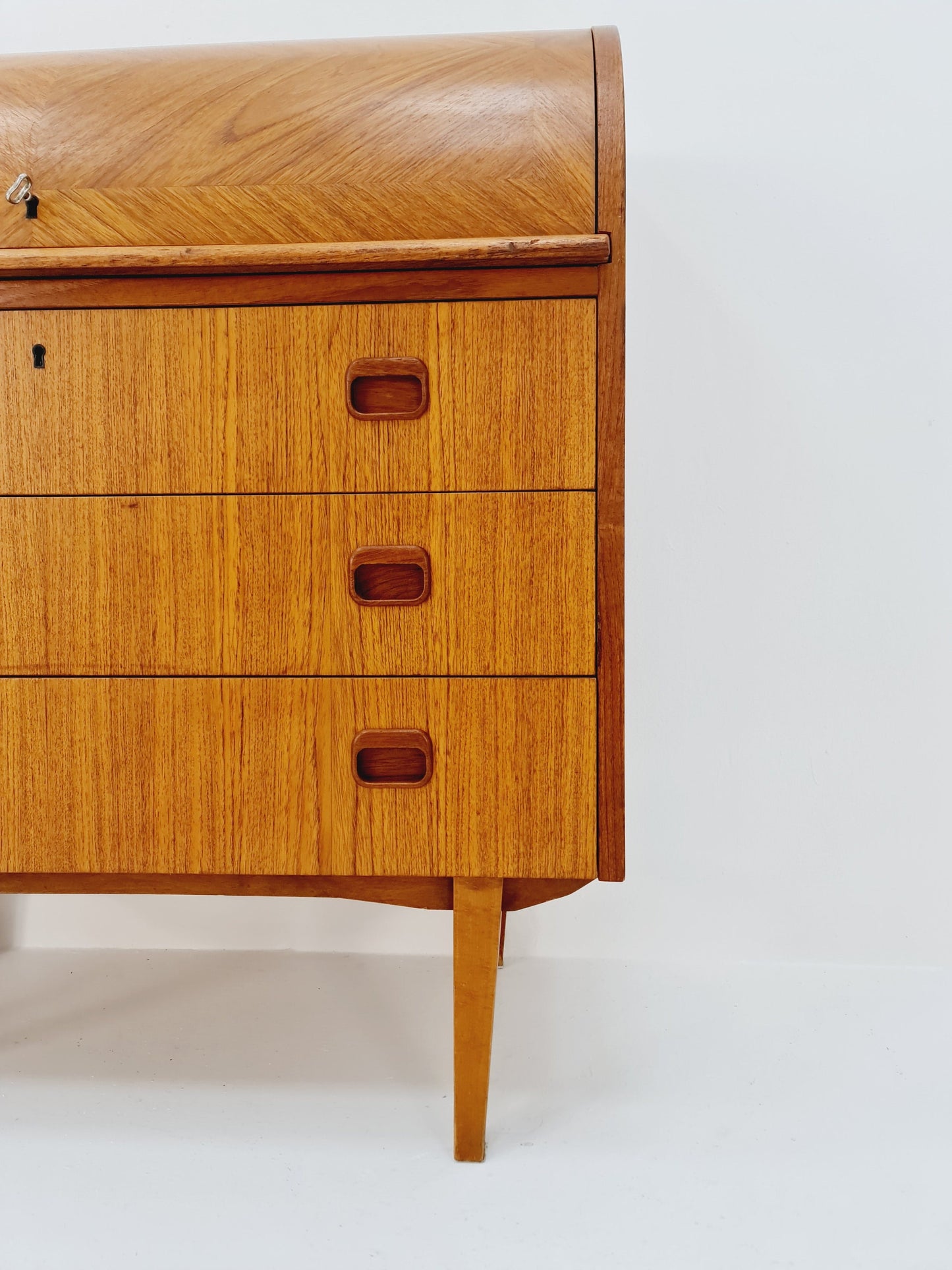 Midcentury vintage Roll-top desk Swedish secretary By Bröderna Gustafsson 1960s