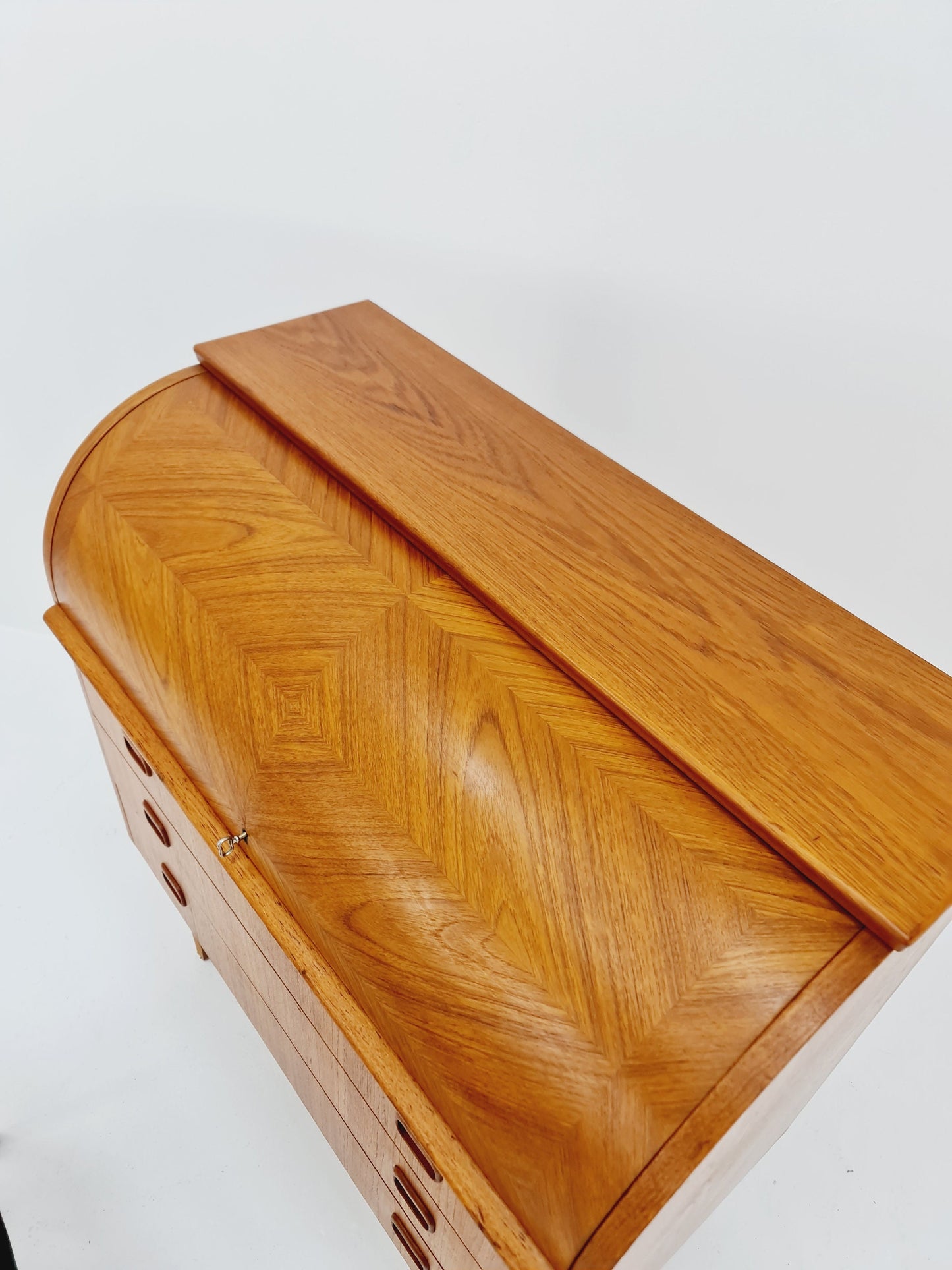 Midcentury vintage Roll-top desk Swedish secretary By Bröderna Gustafsson 1960s