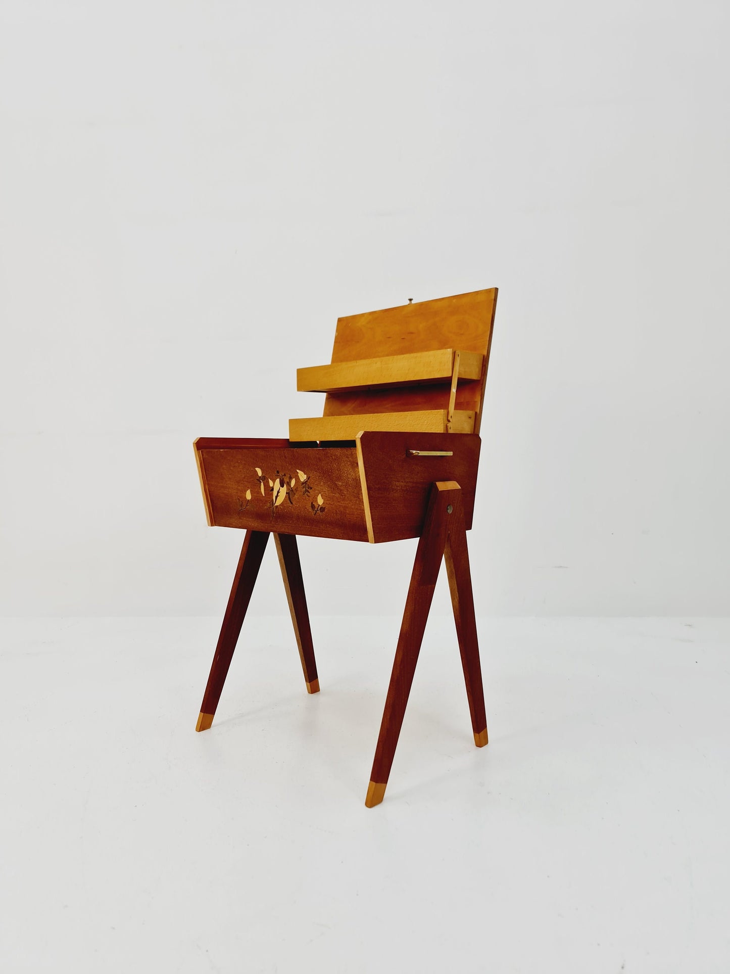 Rare Vintage walnut sweing table/ side table cabinet, 1960s