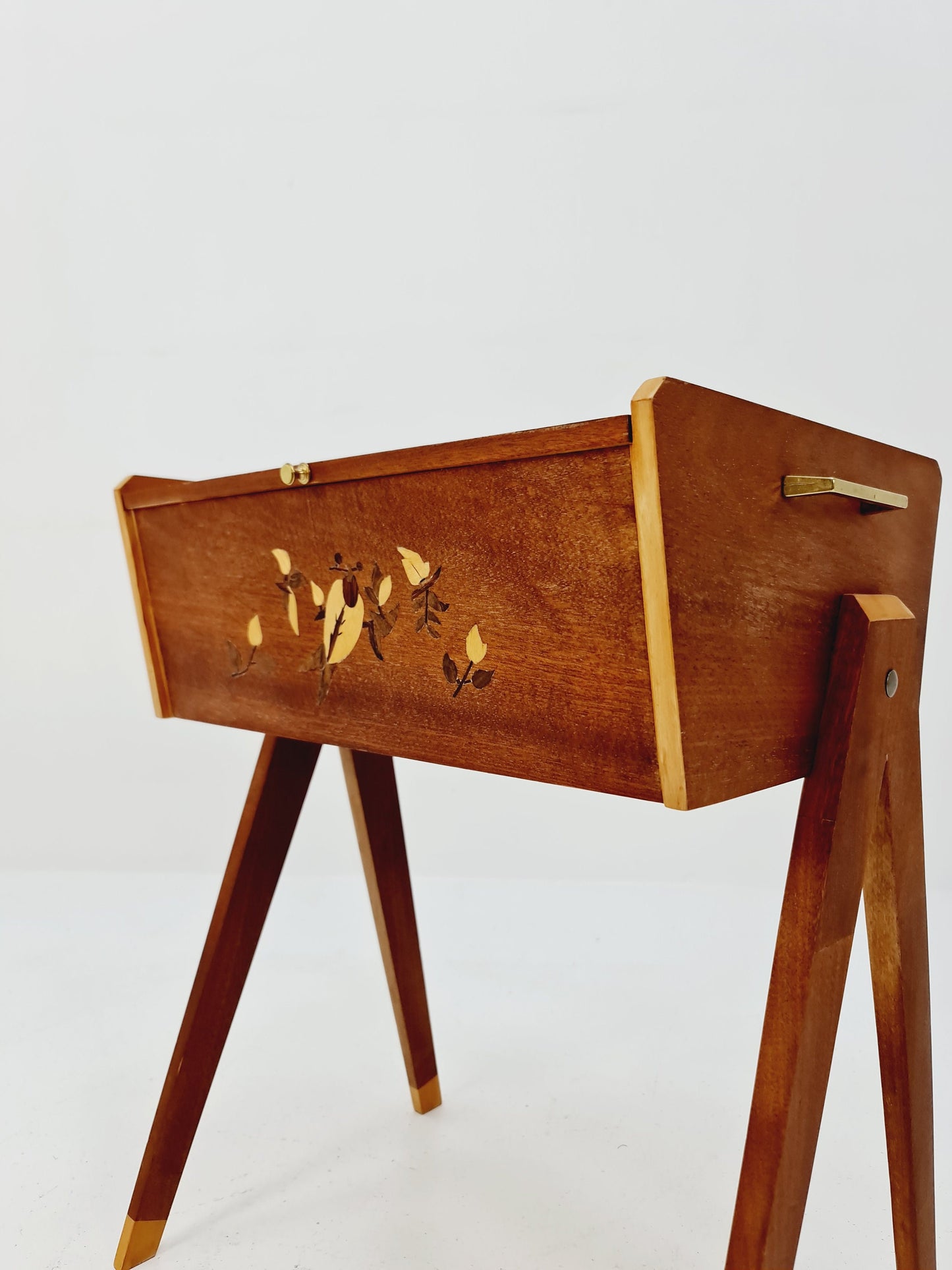 Rare Vintage walnut sweing table/ side table cabinet, 1960s