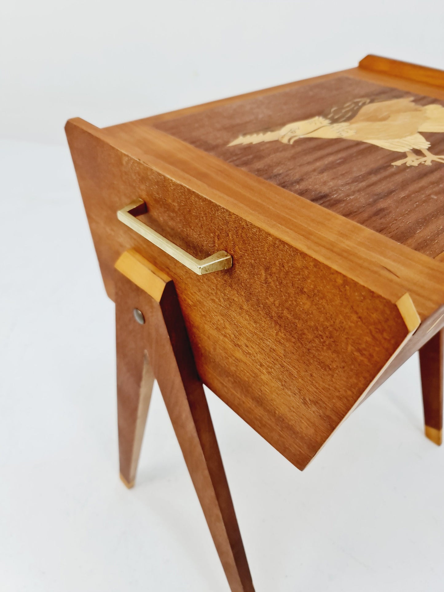 Rare Vintage walnut sweing table/ side table cabinet, 1960s