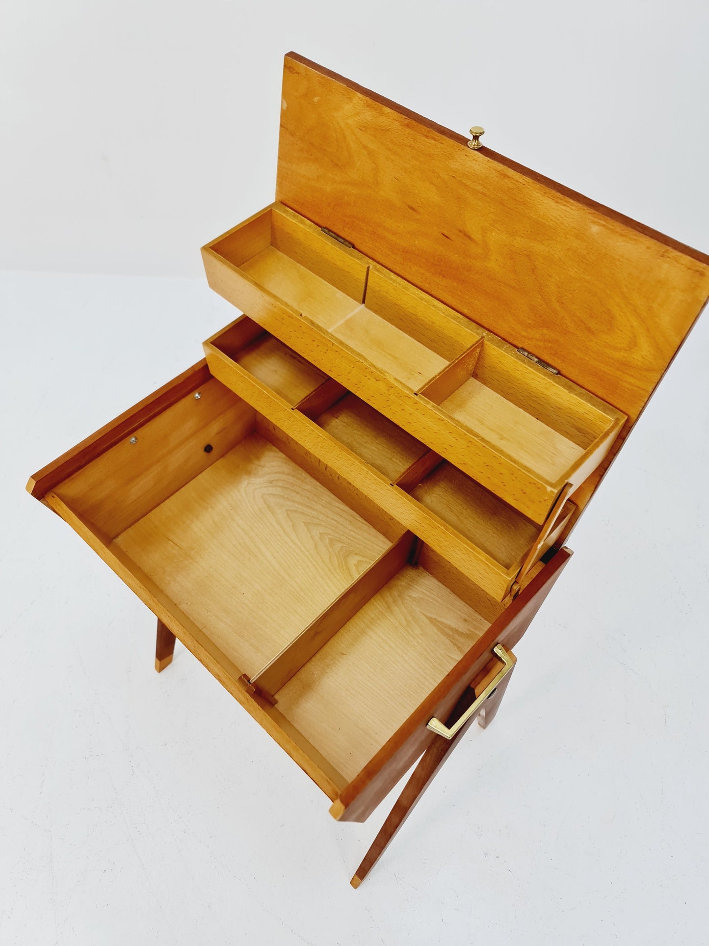 Rare Vintage walnut sweing table/ side table cabinet, 1960s